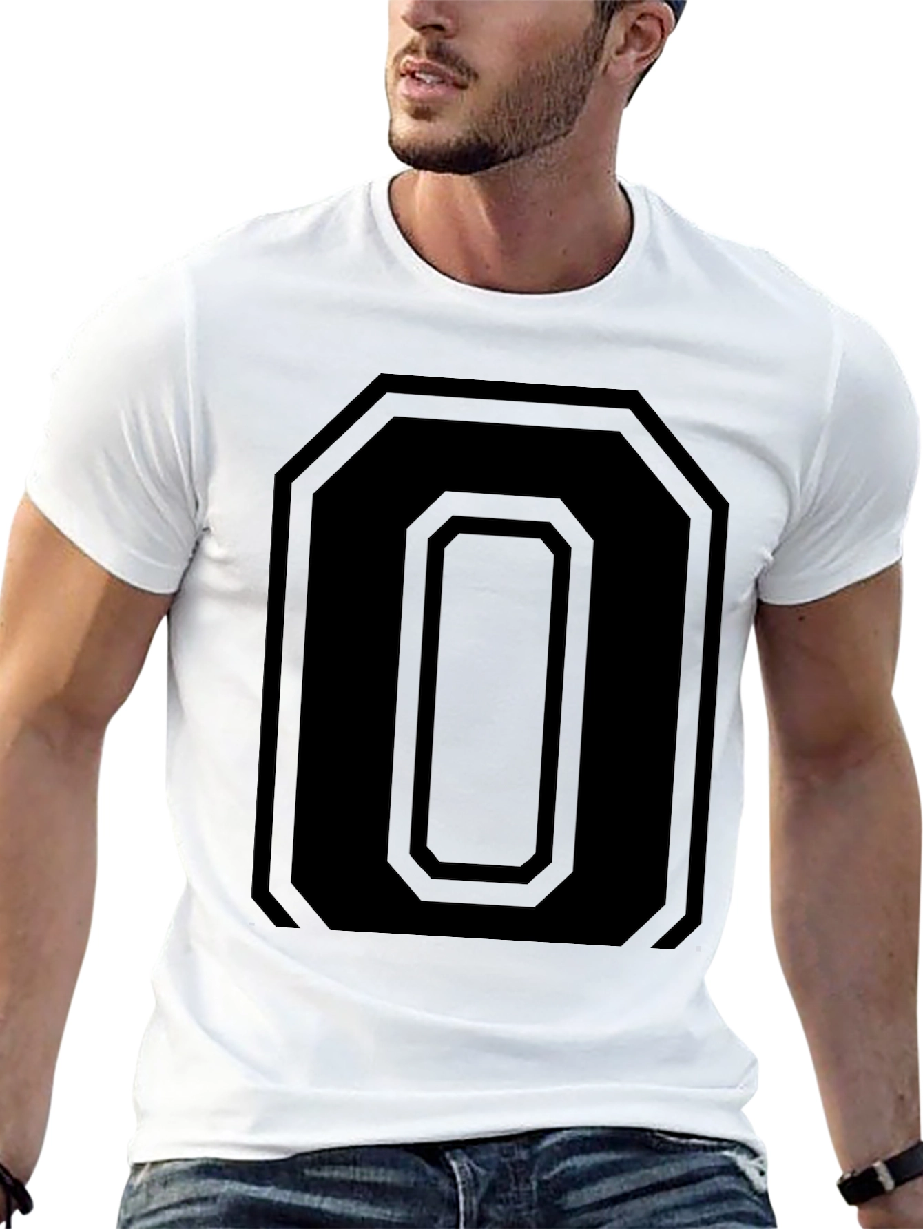 Geometric Number 0 Tee - Black Graphic T-Shirt