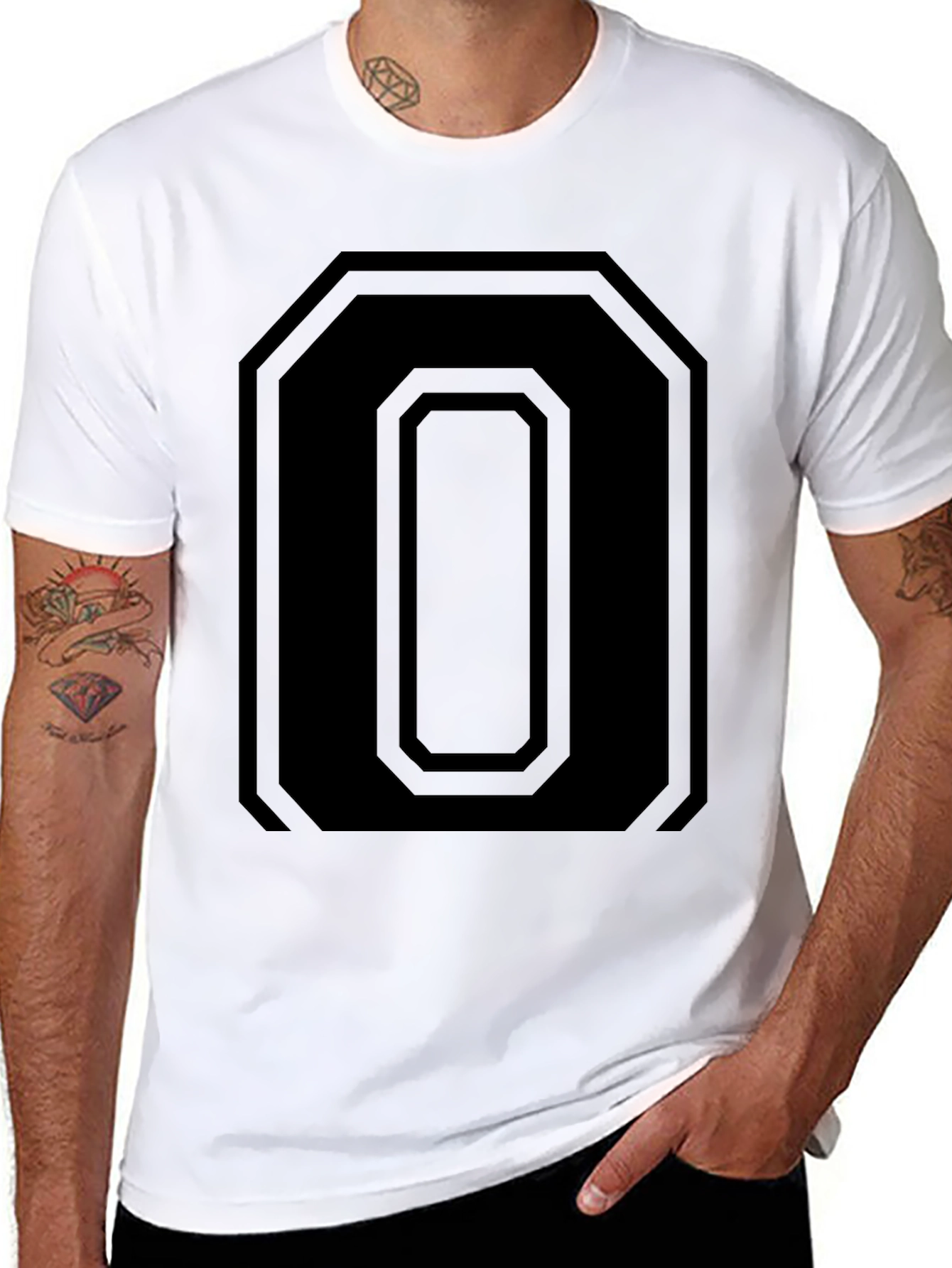 Geometric Number 0 Tee - Black Graphic T-Shirt