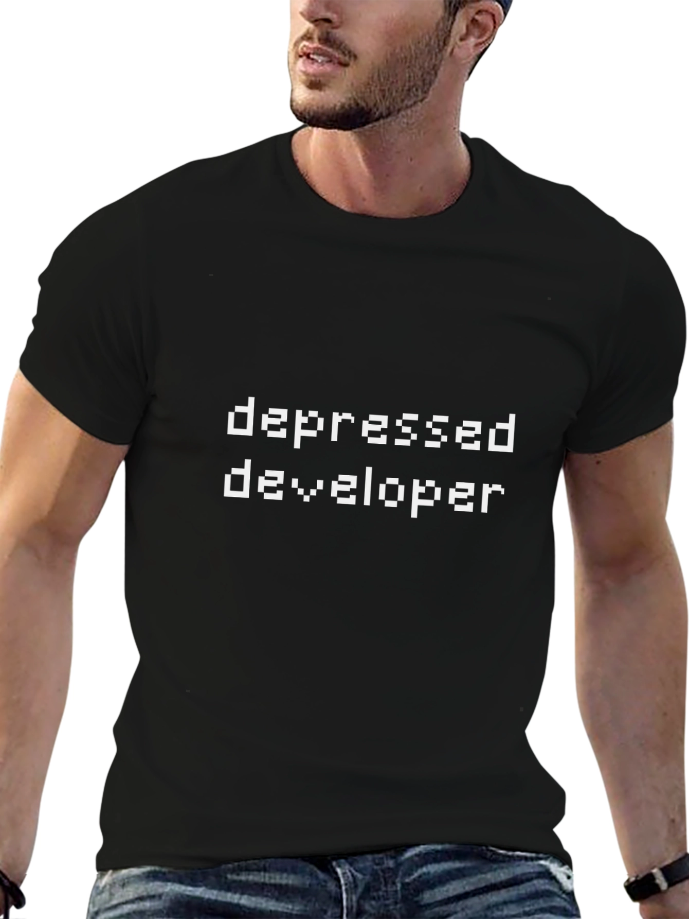 Depressed Developer T-Shirt - Black Cotton Graphic Tee