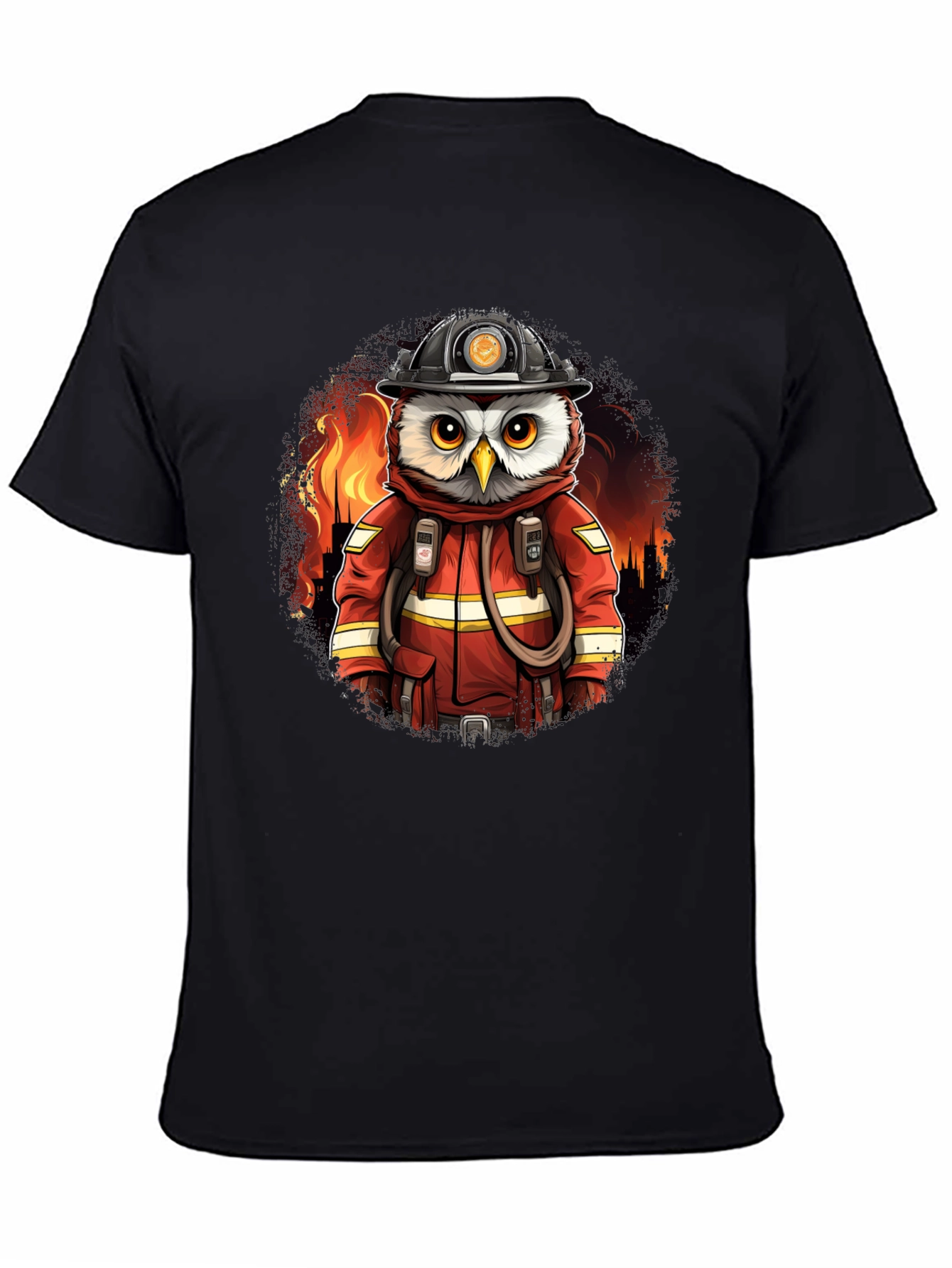 Owl Firefighter Graphic T-Shirt - Cool & Unique Design