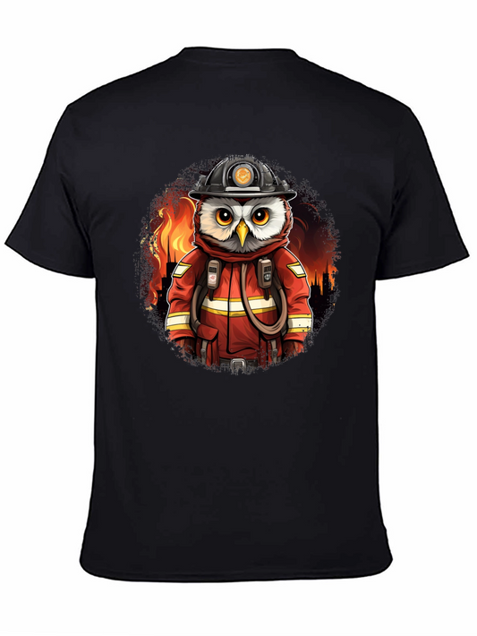 Owl Firefighter Graphic T-Shirt - Cool & Unique Design