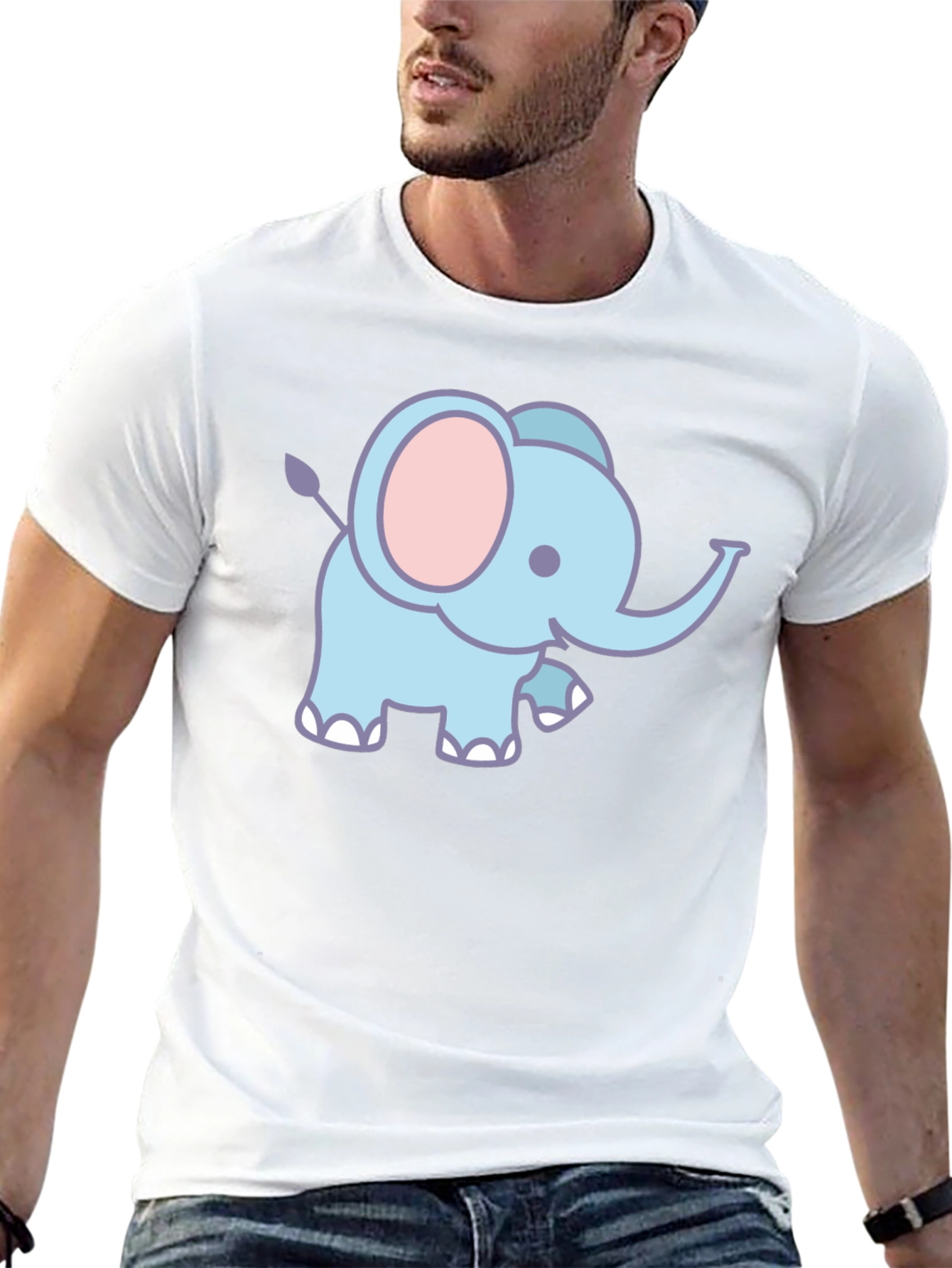 Cute Elephant Graphic T-Shirt - Black