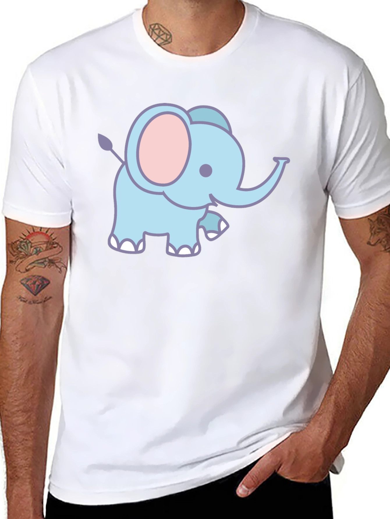 Cute Elephant Graphic T-Shirt - Black