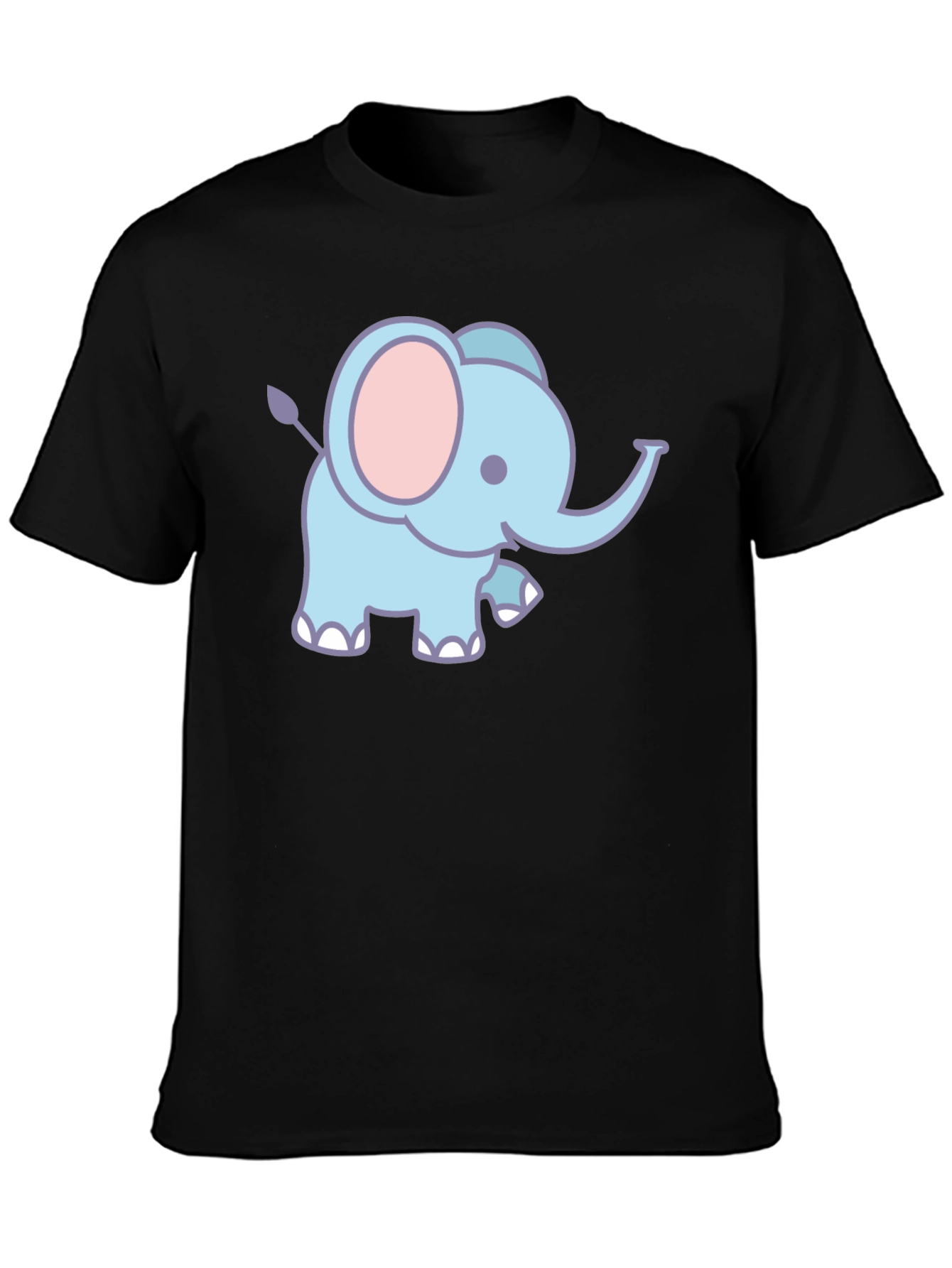 Cute Elephant Graphic T-Shirt - Black