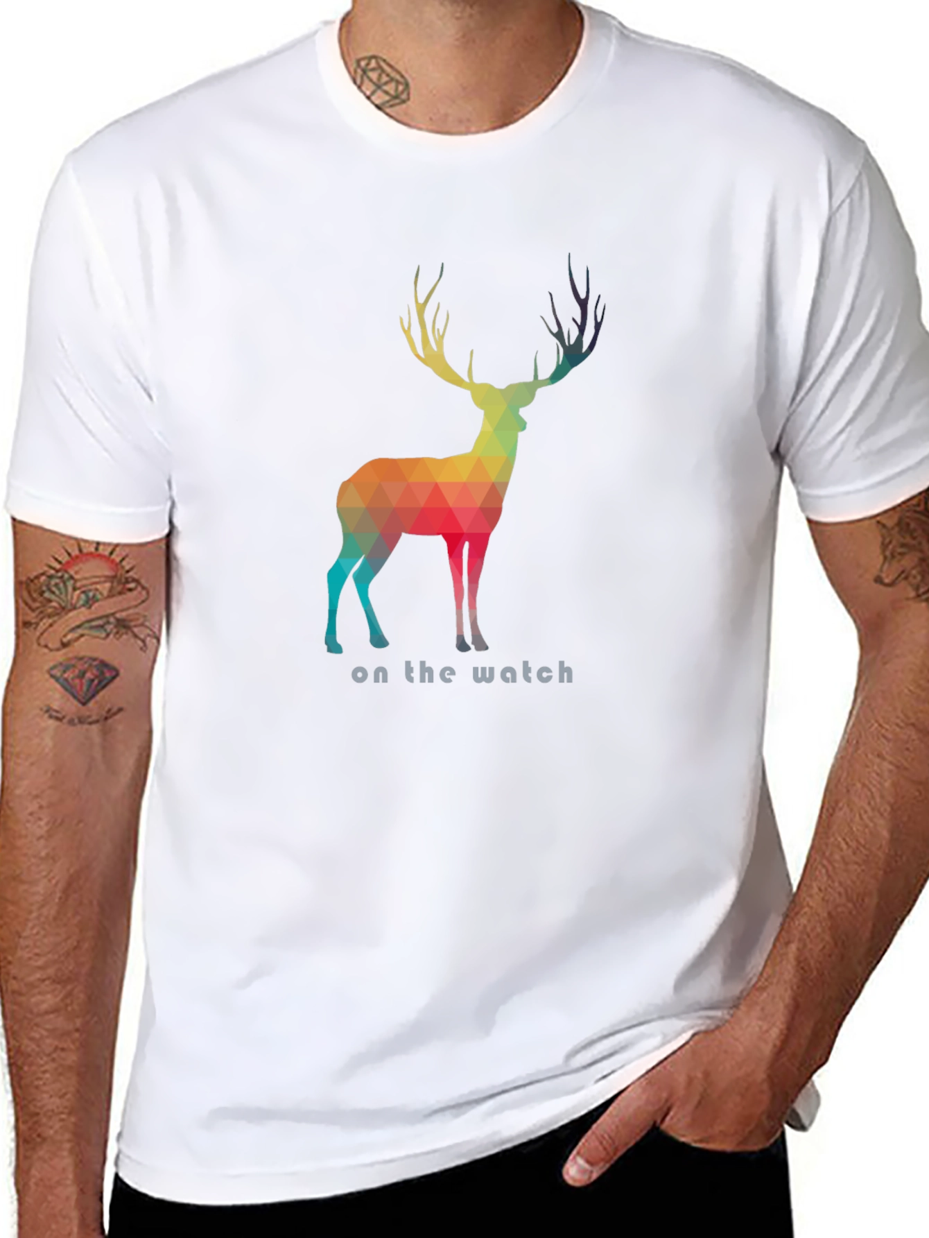 Geometric Deer Graphic T-Shirt - On the Watch