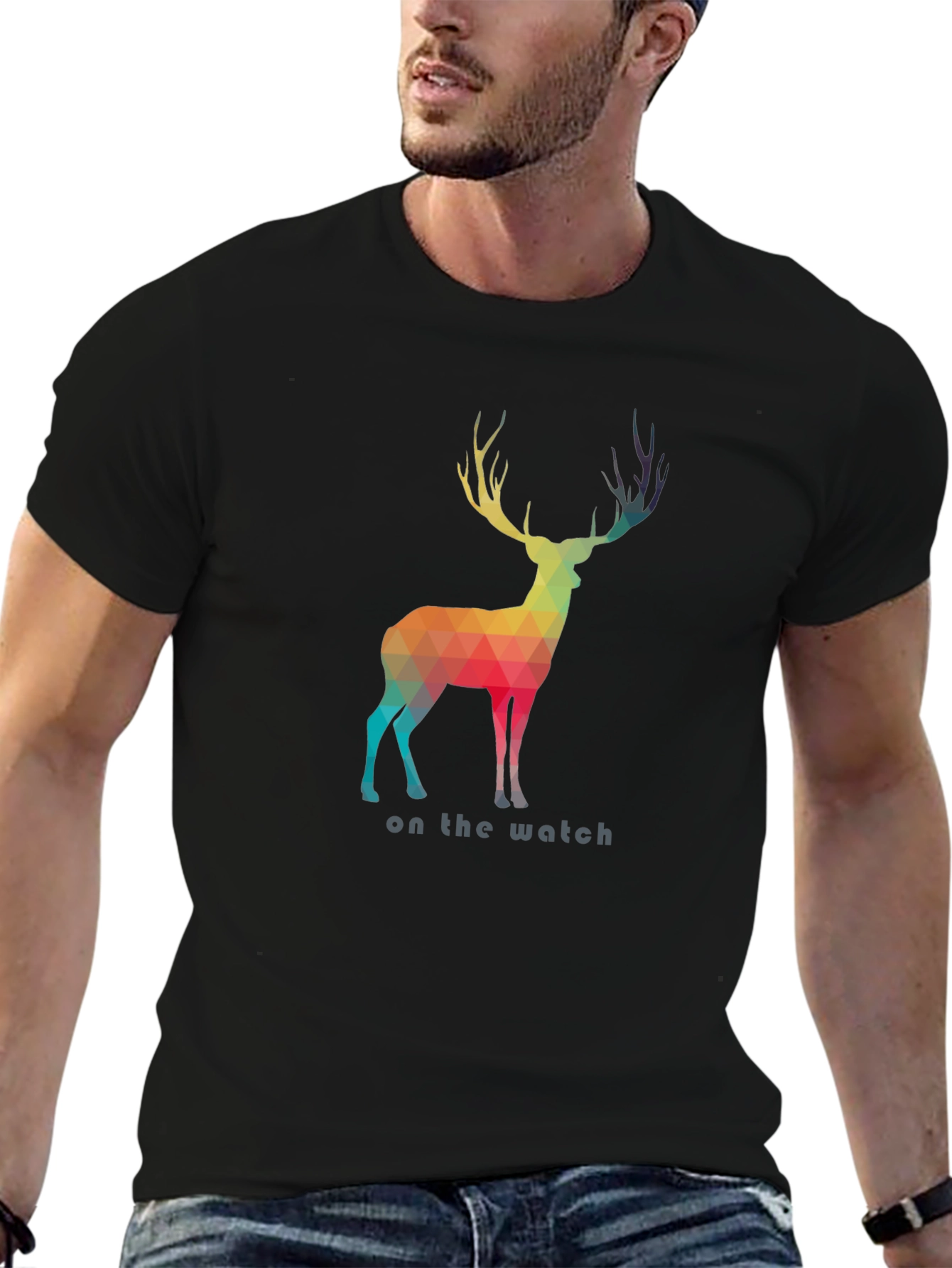 Geometric Deer Graphic T-Shirt - On the Watch