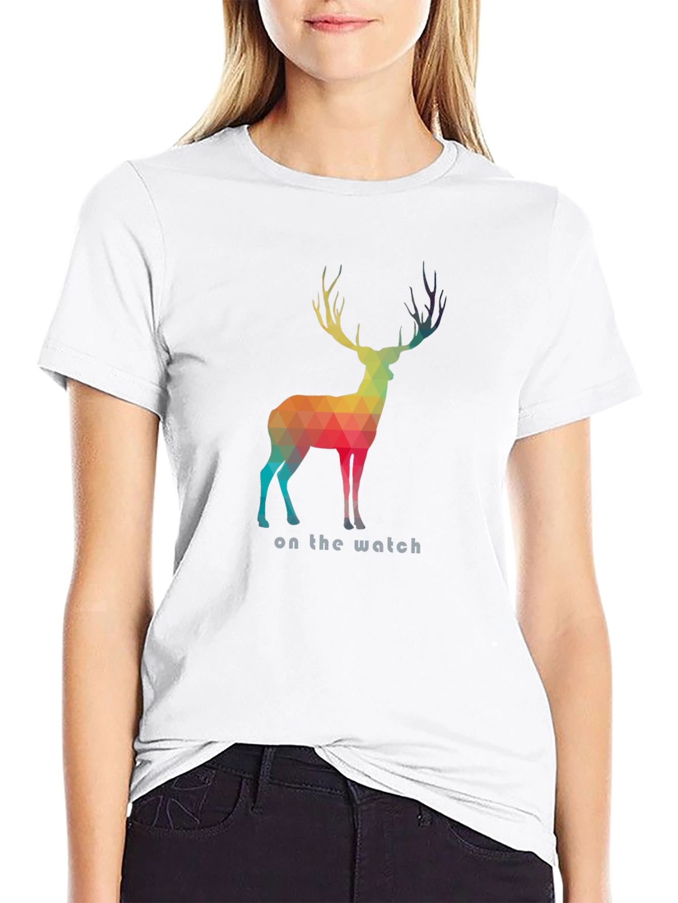Geometric Deer Graphic T-Shirt - On the Watch