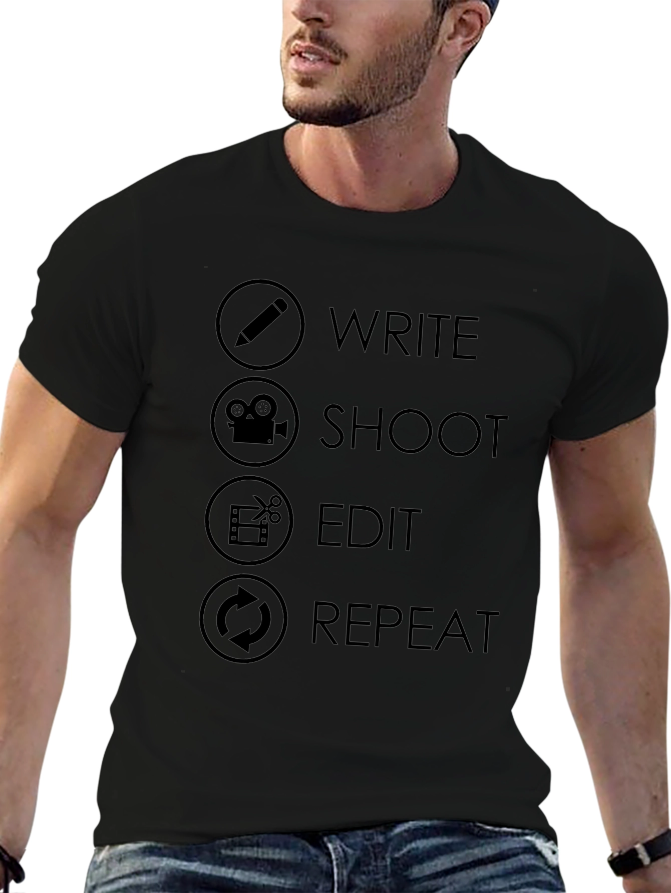 Write Shoot Edit Repeat Graphic Tee