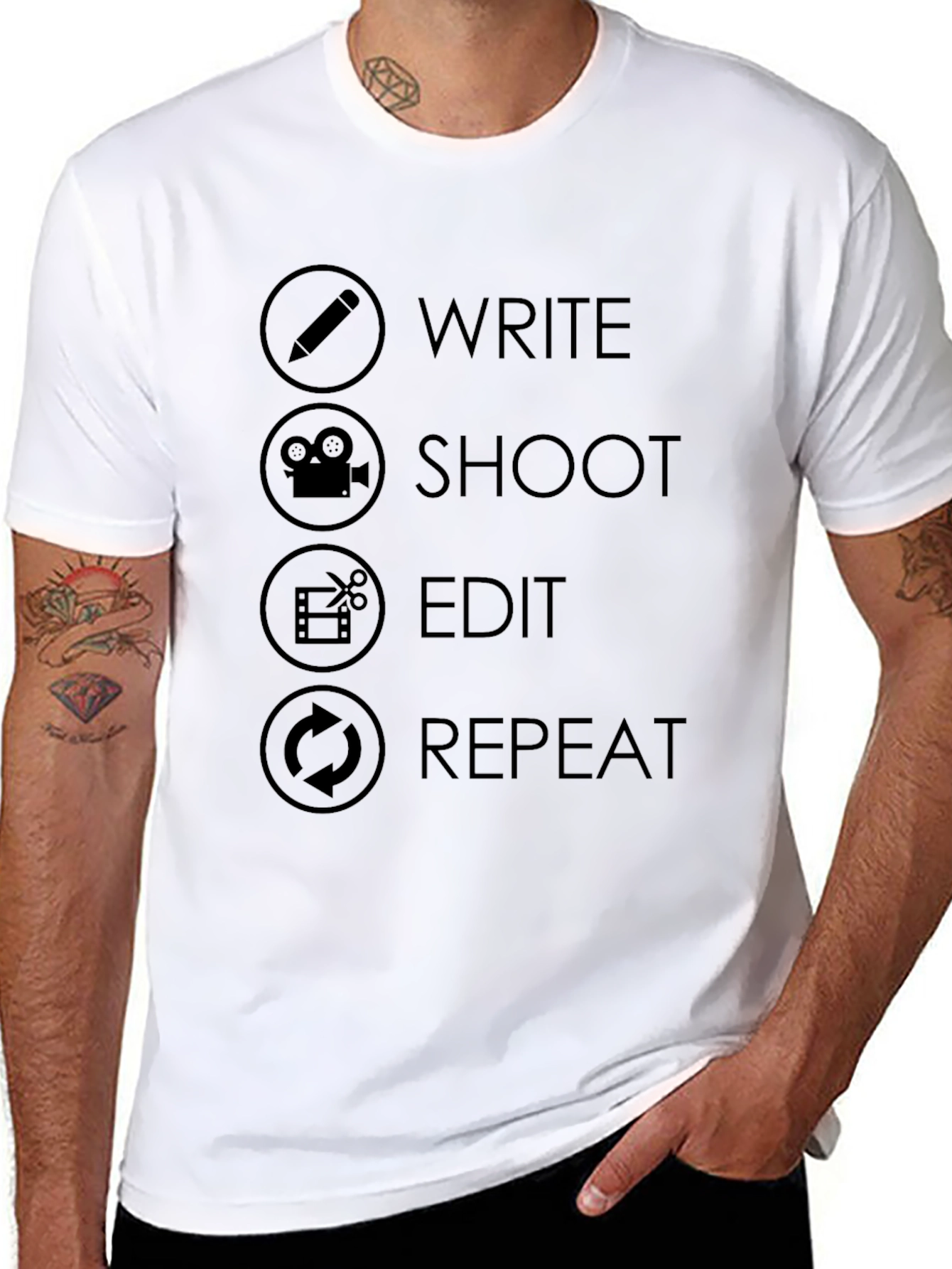 Write Shoot Edit Repeat Graphic Tee