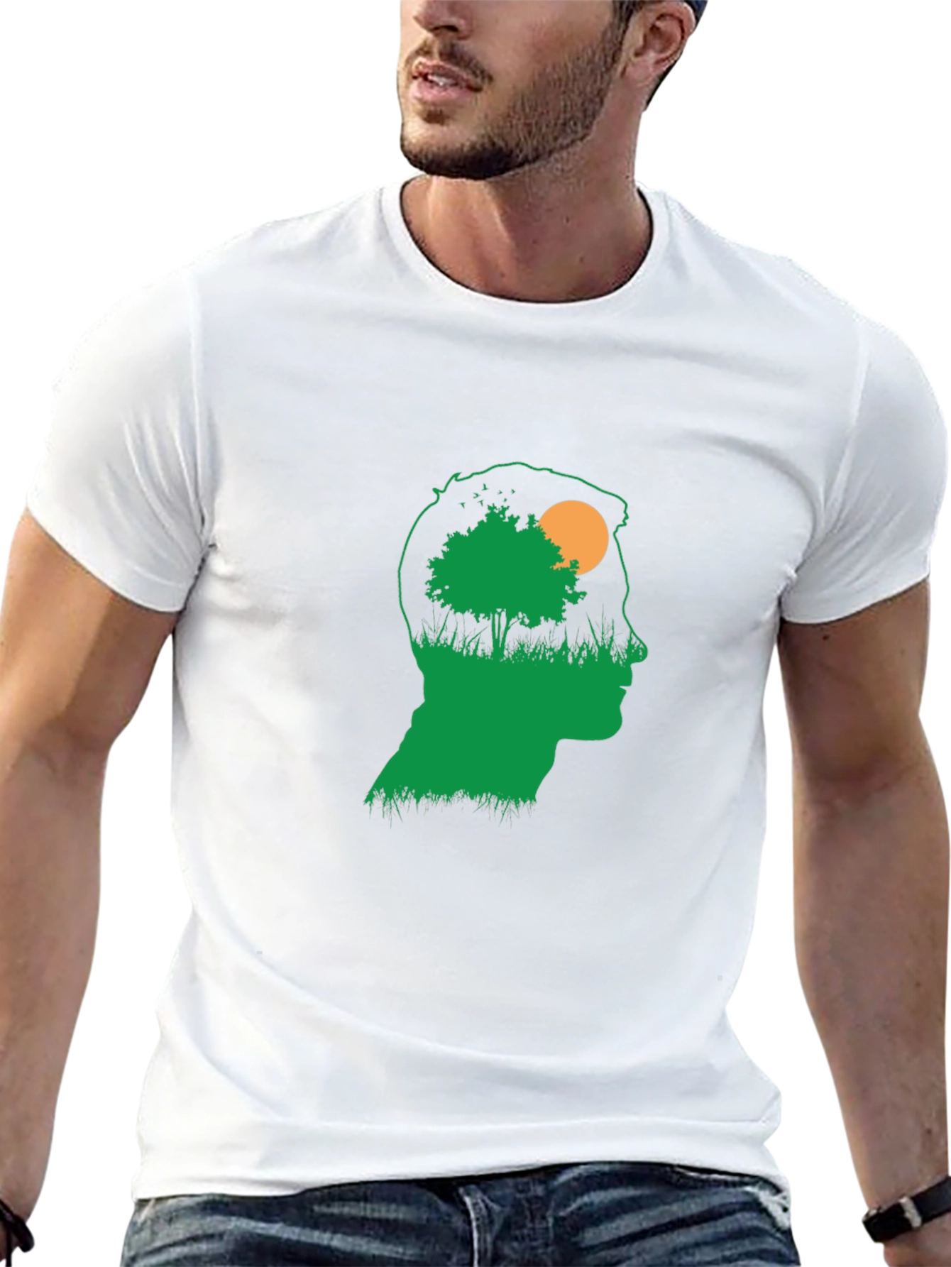 Nature Silhouette Graphic T-Shirt - Black