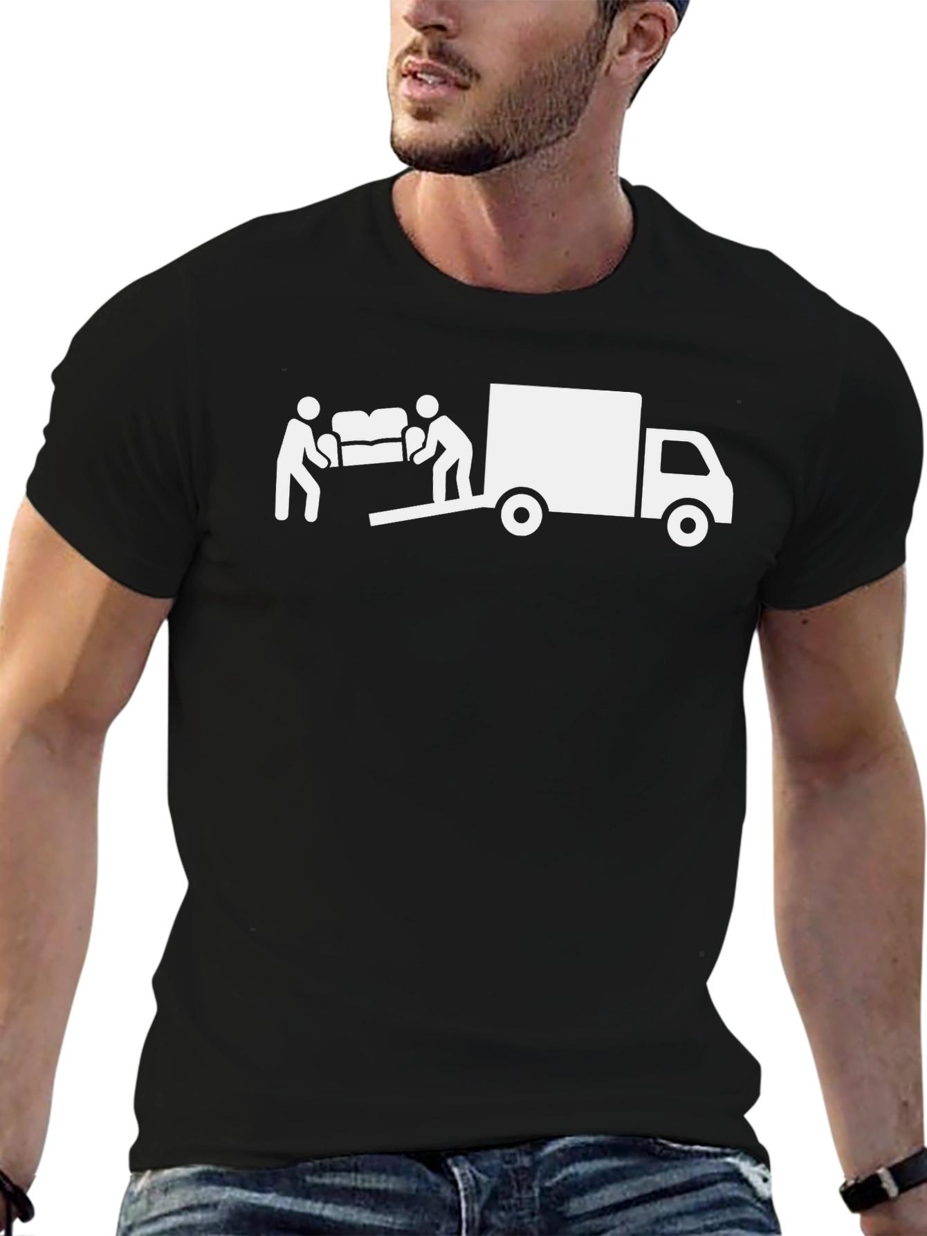 Moving Day Graphic Tee - Black Cotton T-Shirt