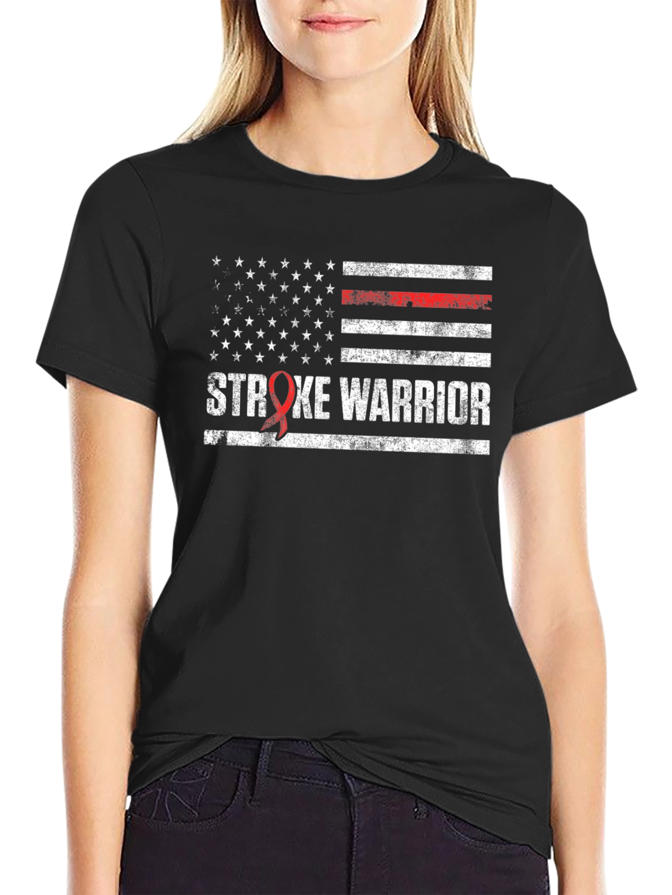 Stroke Warrior T-Shirt American Flag Awareness Support