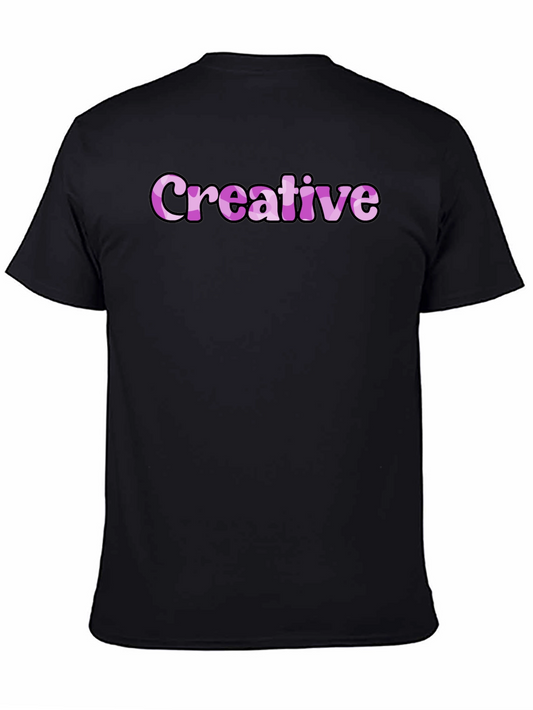 Creative Graphic Tee - Black Cotton Casual Shirt
