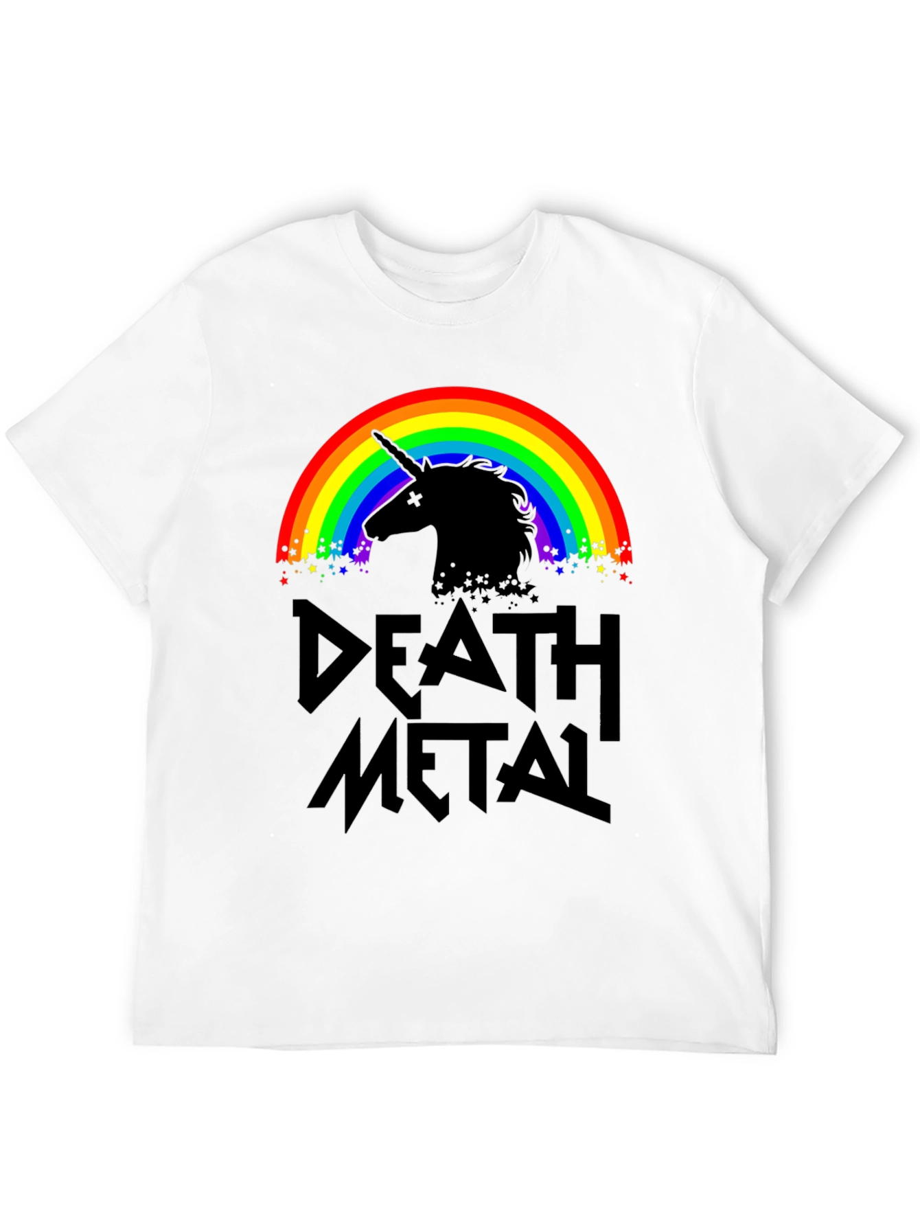 Death Metal Unicorn Rainbow Graphic T-Shirt
