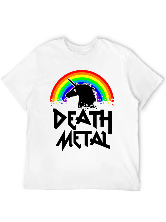 Death Metal Unicorn Rainbow Graphic T-Shirt