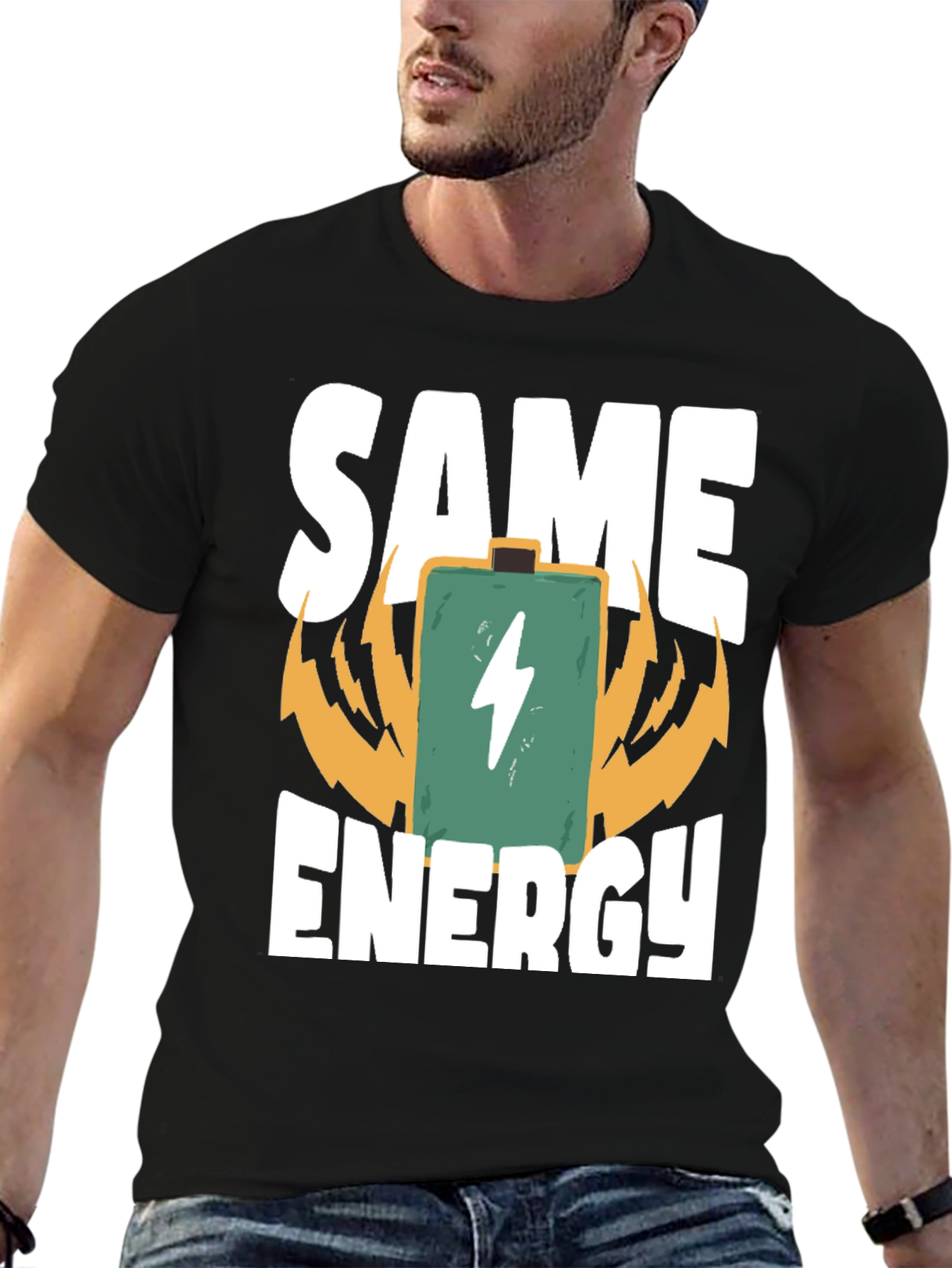 Same Energy Black Cotton Graphic Tee