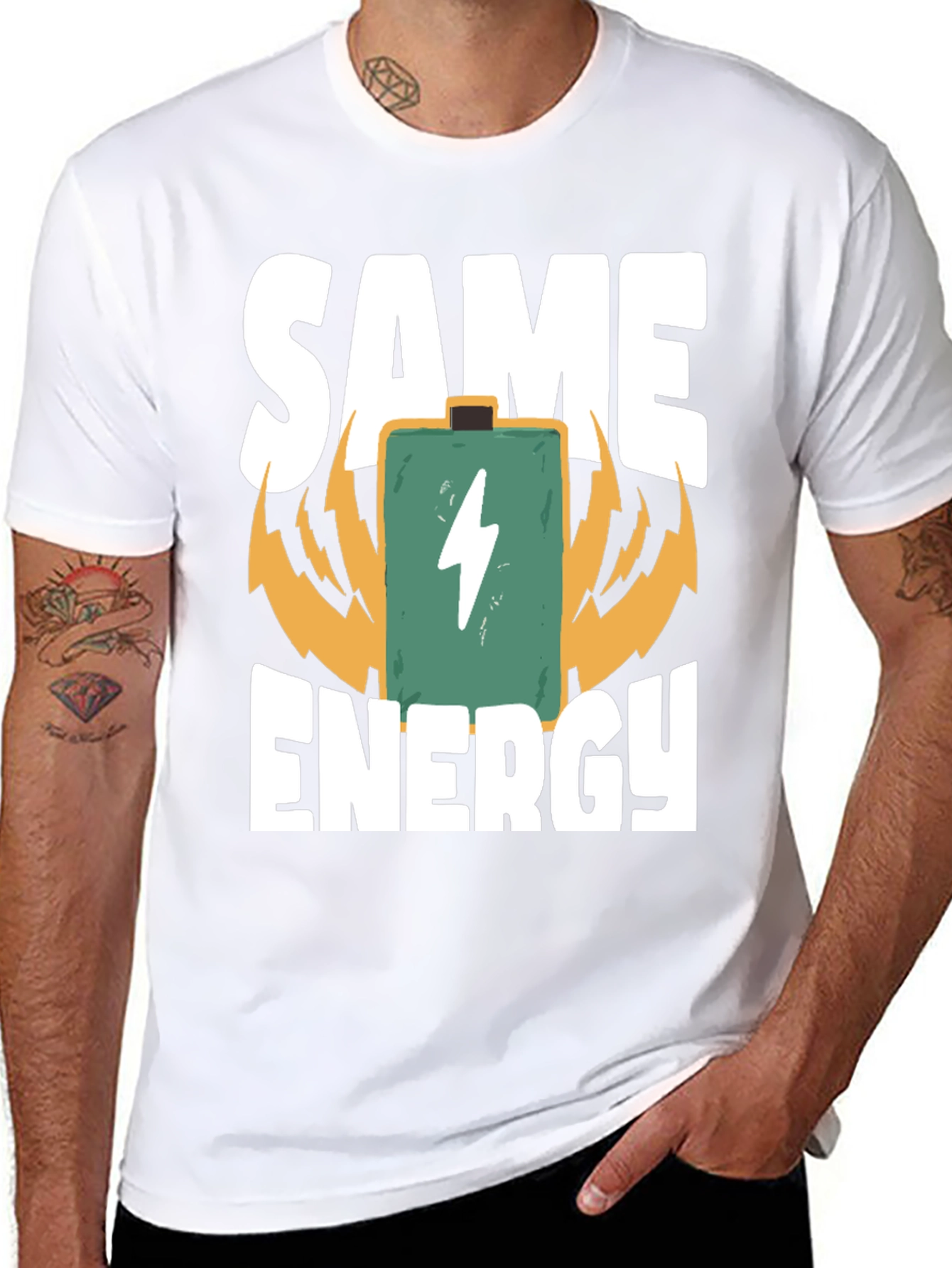 Same Energy Black Cotton Graphic Tee