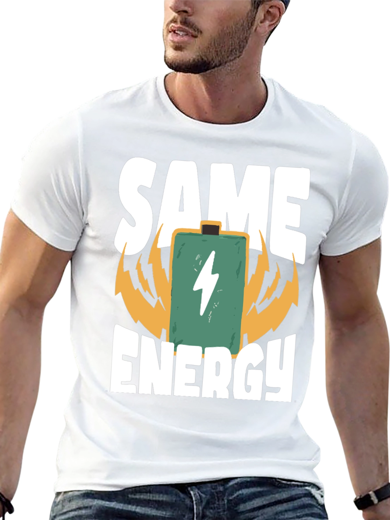 Same Energy Black Cotton Graphic Tee