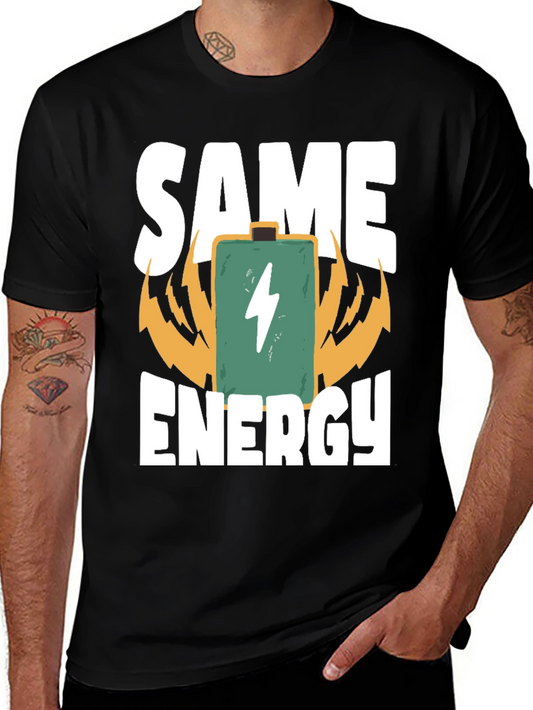 Same Energy Black Cotton Graphic Tee