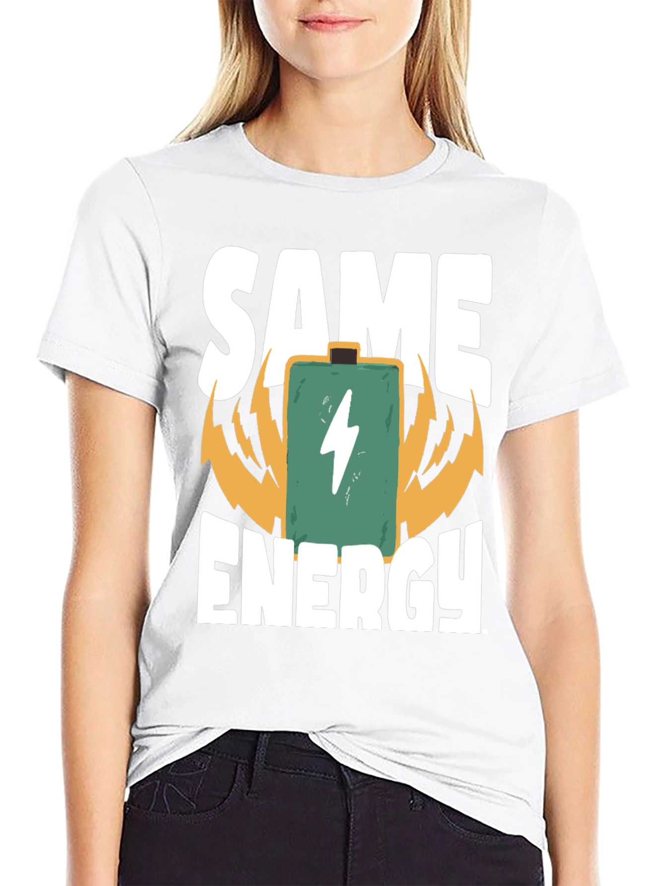 Same Energy Black Cotton Graphic Tee