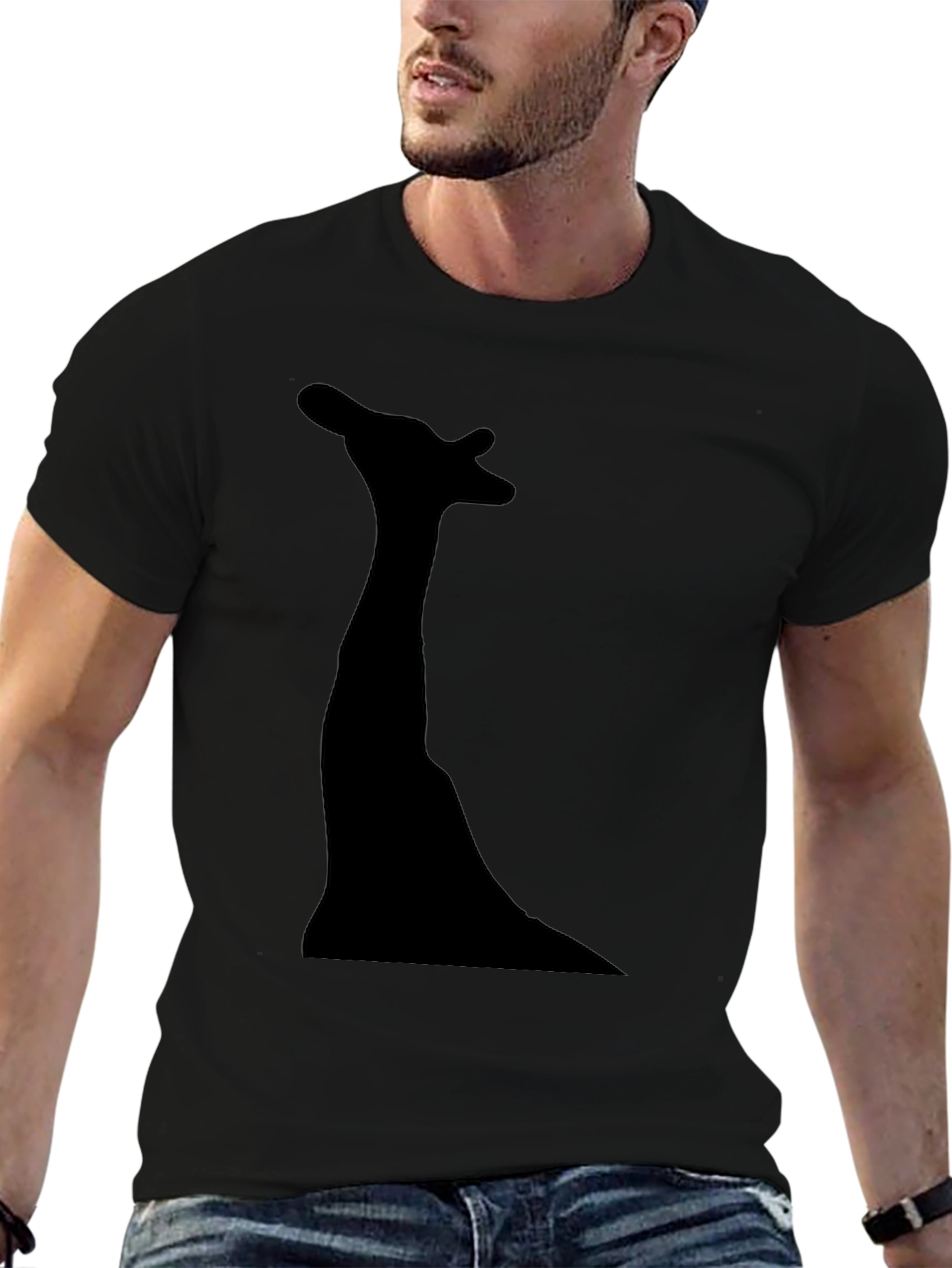 Giraffe Silhouette Graphic Tee - Modern Black T-Shirt