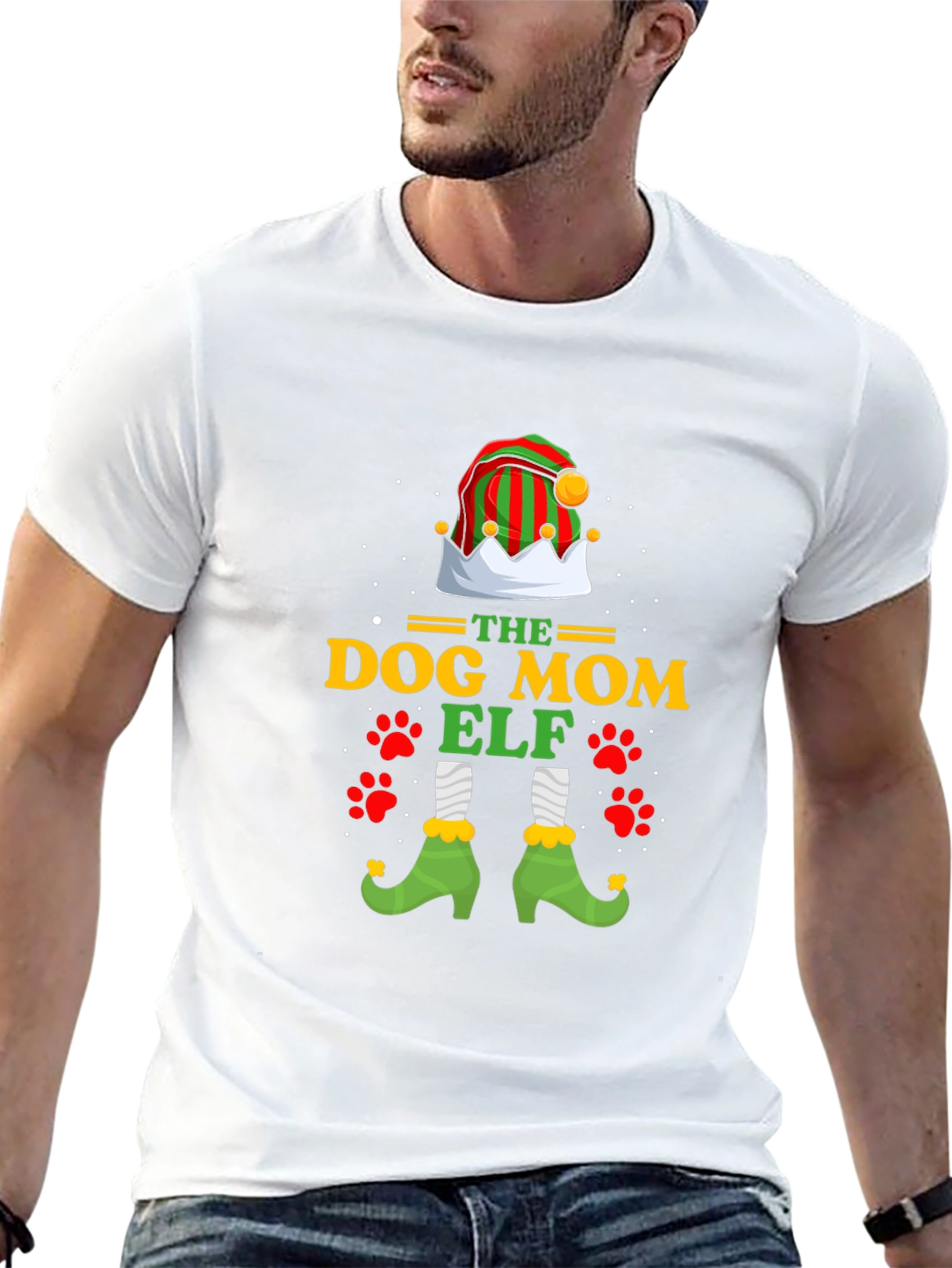 Dog Mom Elf Christmas Graphic T-Shirt