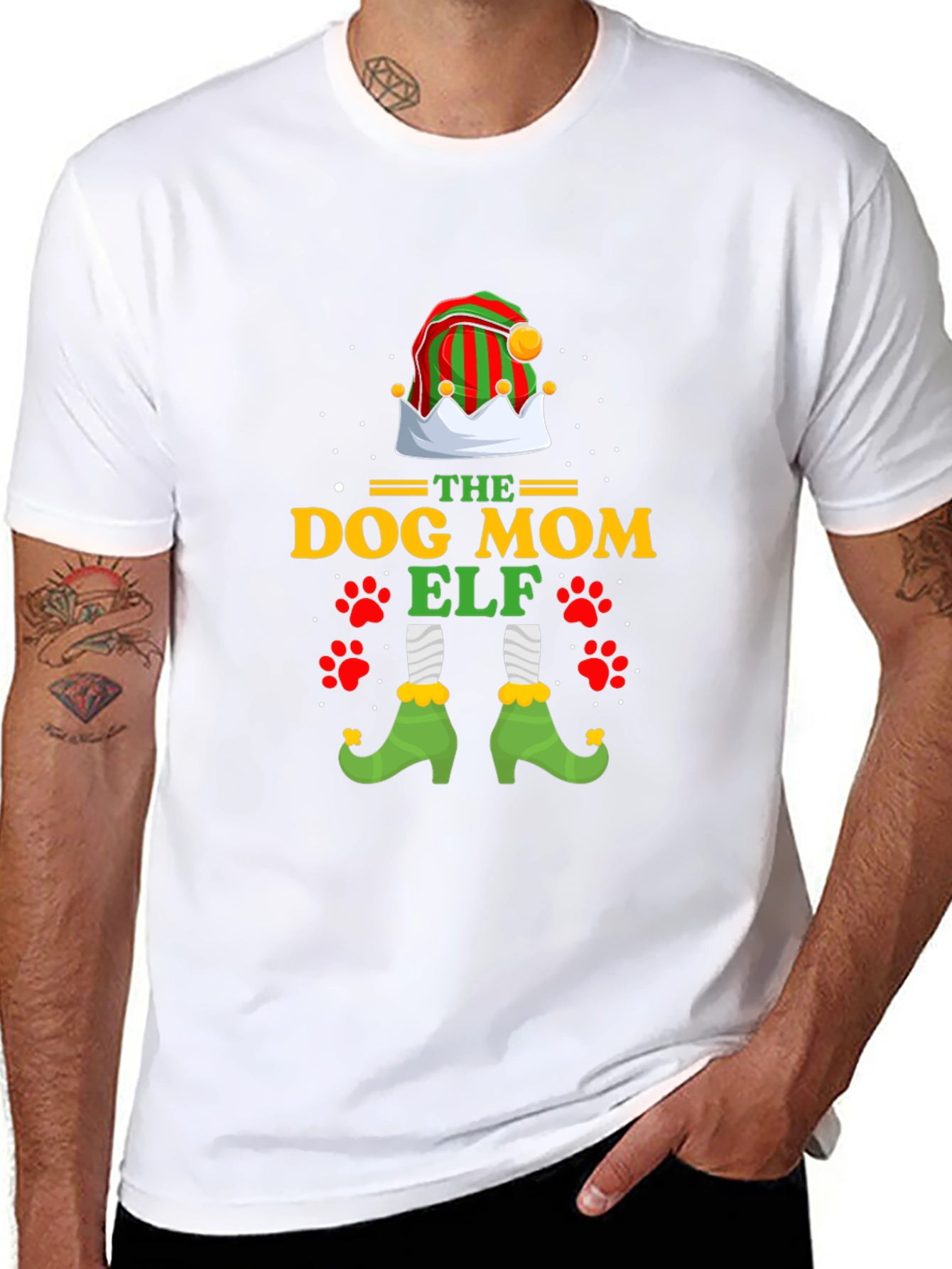Dog Mom Elf Christmas Graphic T-Shirt