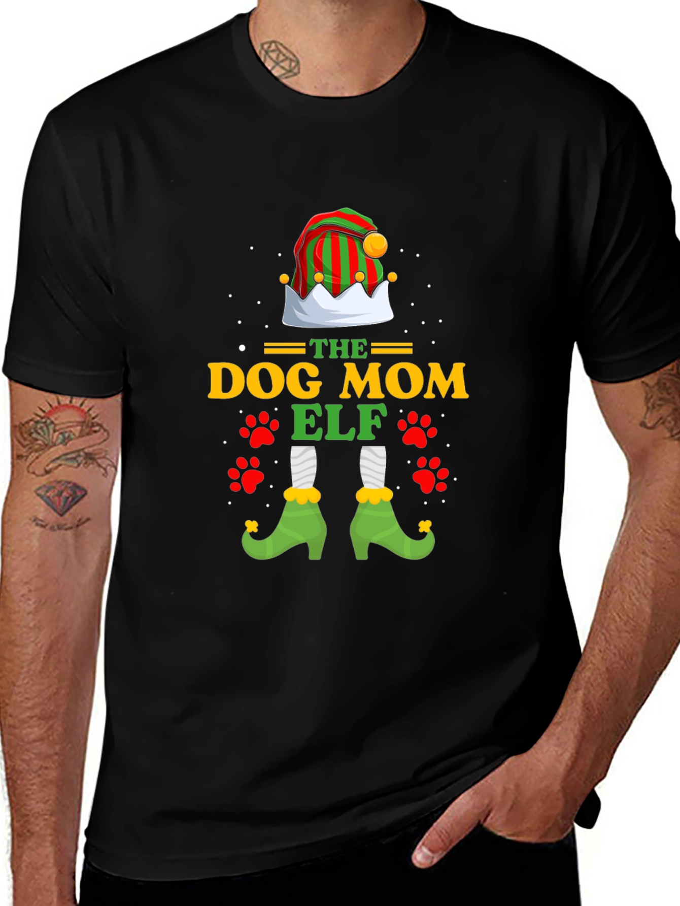 Dog Mom Elf Christmas Graphic T-Shirt