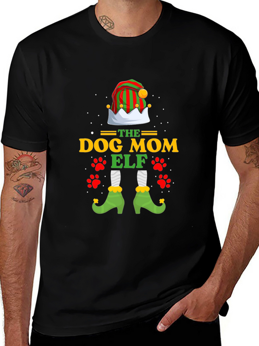 Dog Mom Elf Christmas Graphic T-Shirt