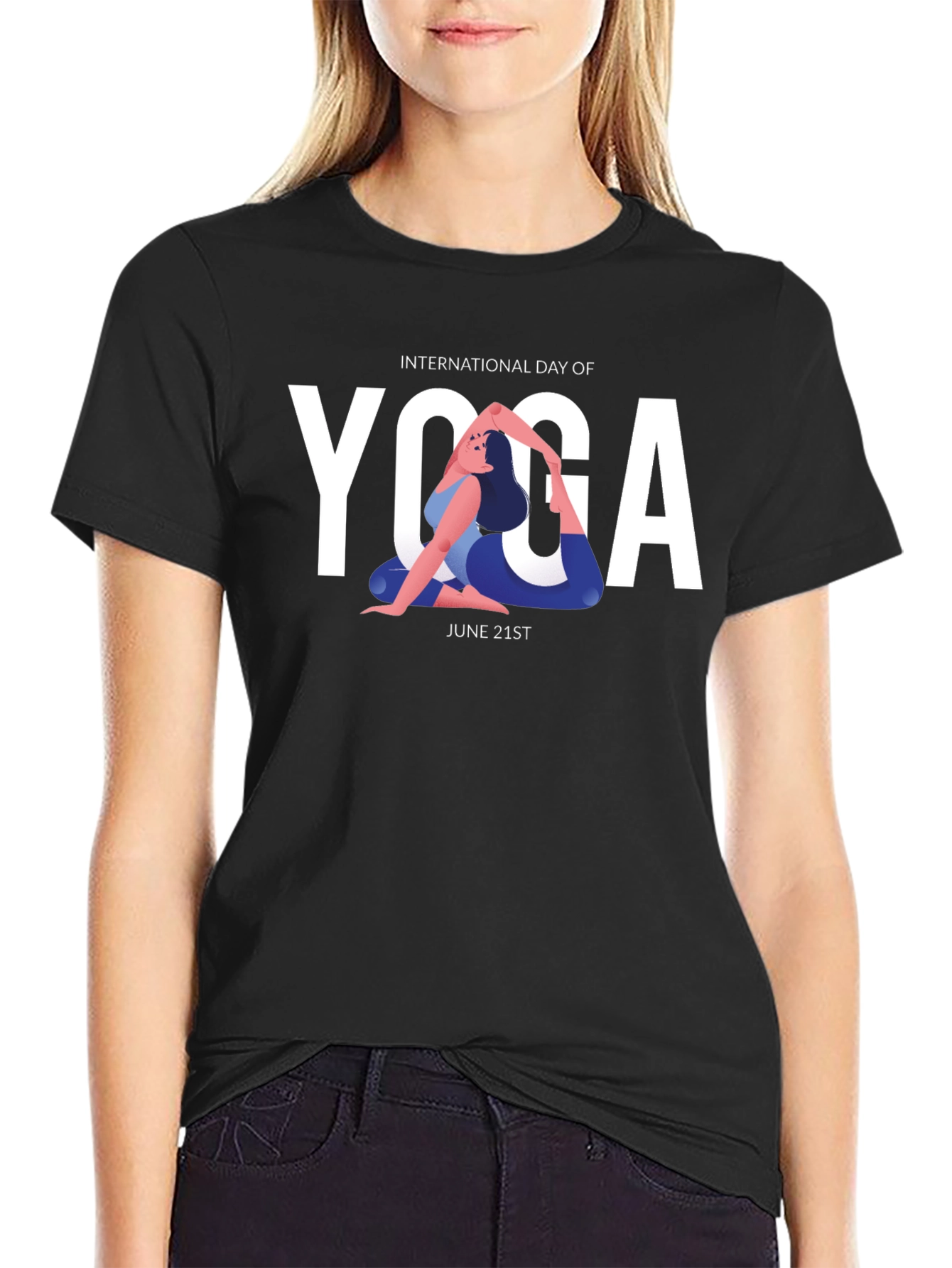 International Yoga Day Black T-Shirt