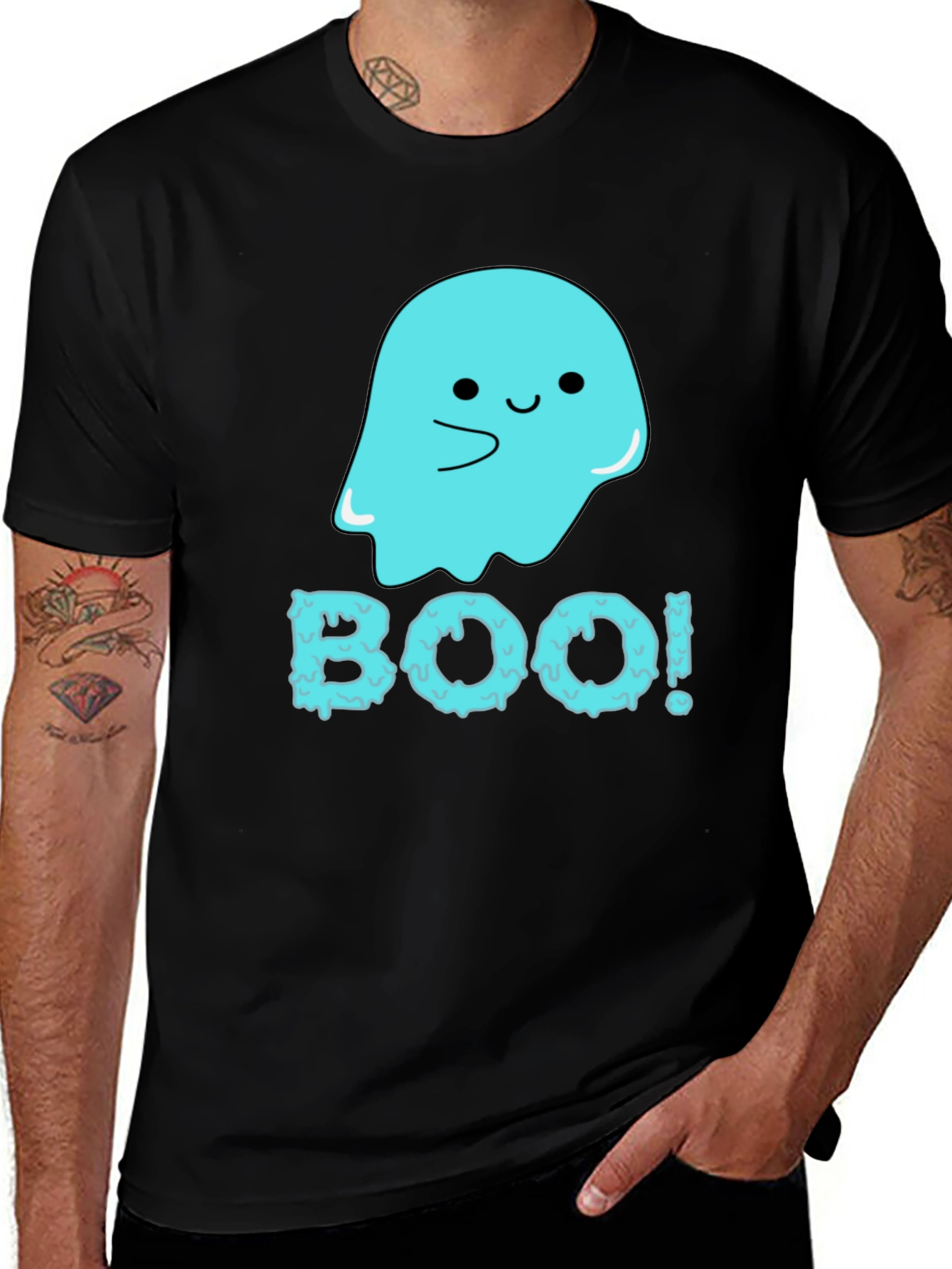 Boo! Cute Ghost Graphic Tee - Halloween