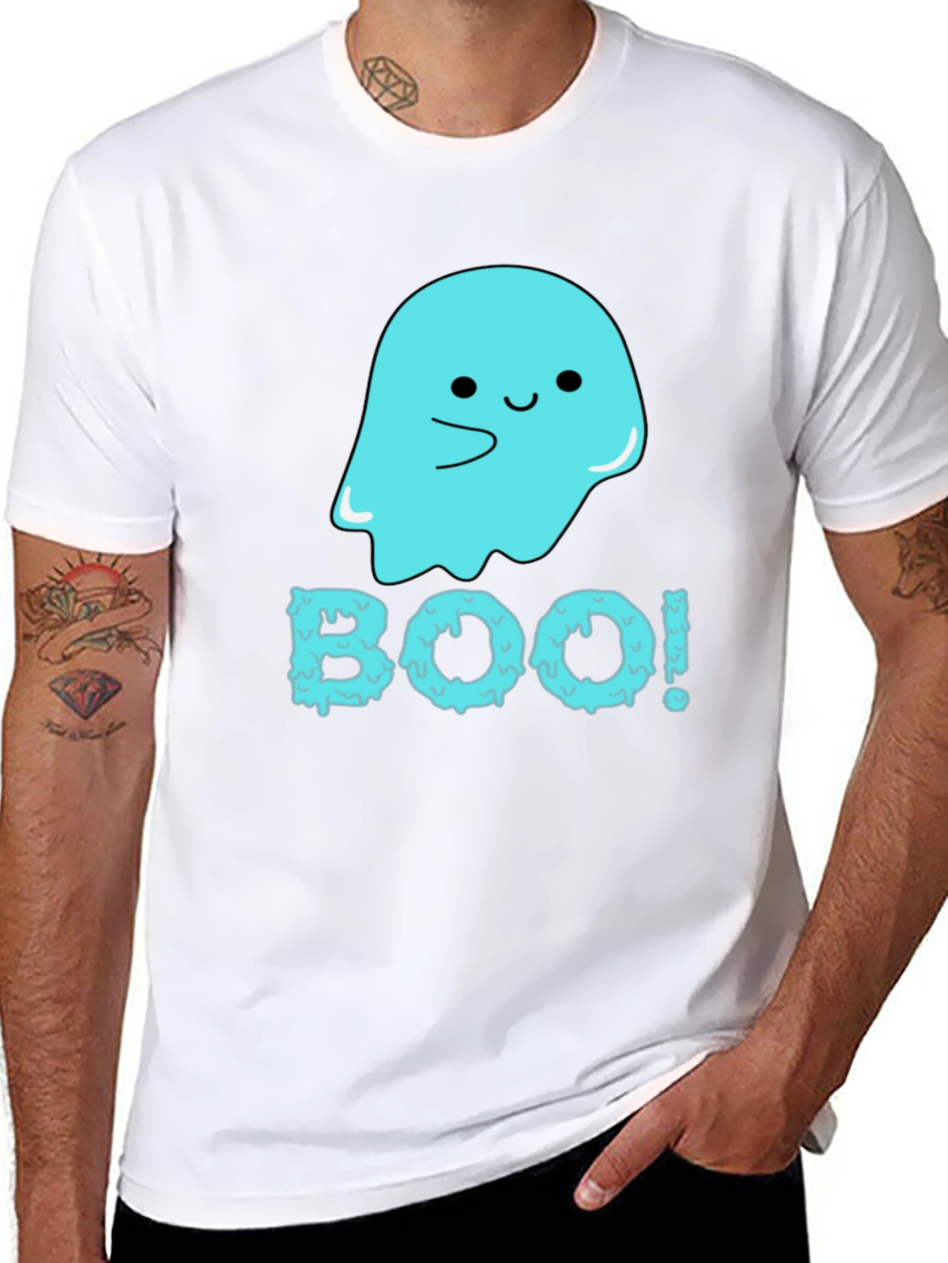 Boo! Cute Ghost Graphic Tee - Halloween