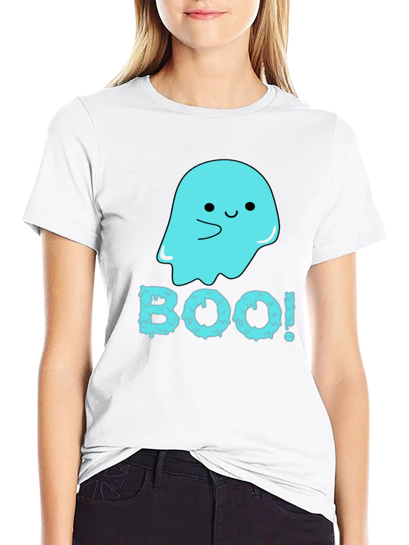 Boo! Cute Ghost Graphic Tee - Halloween