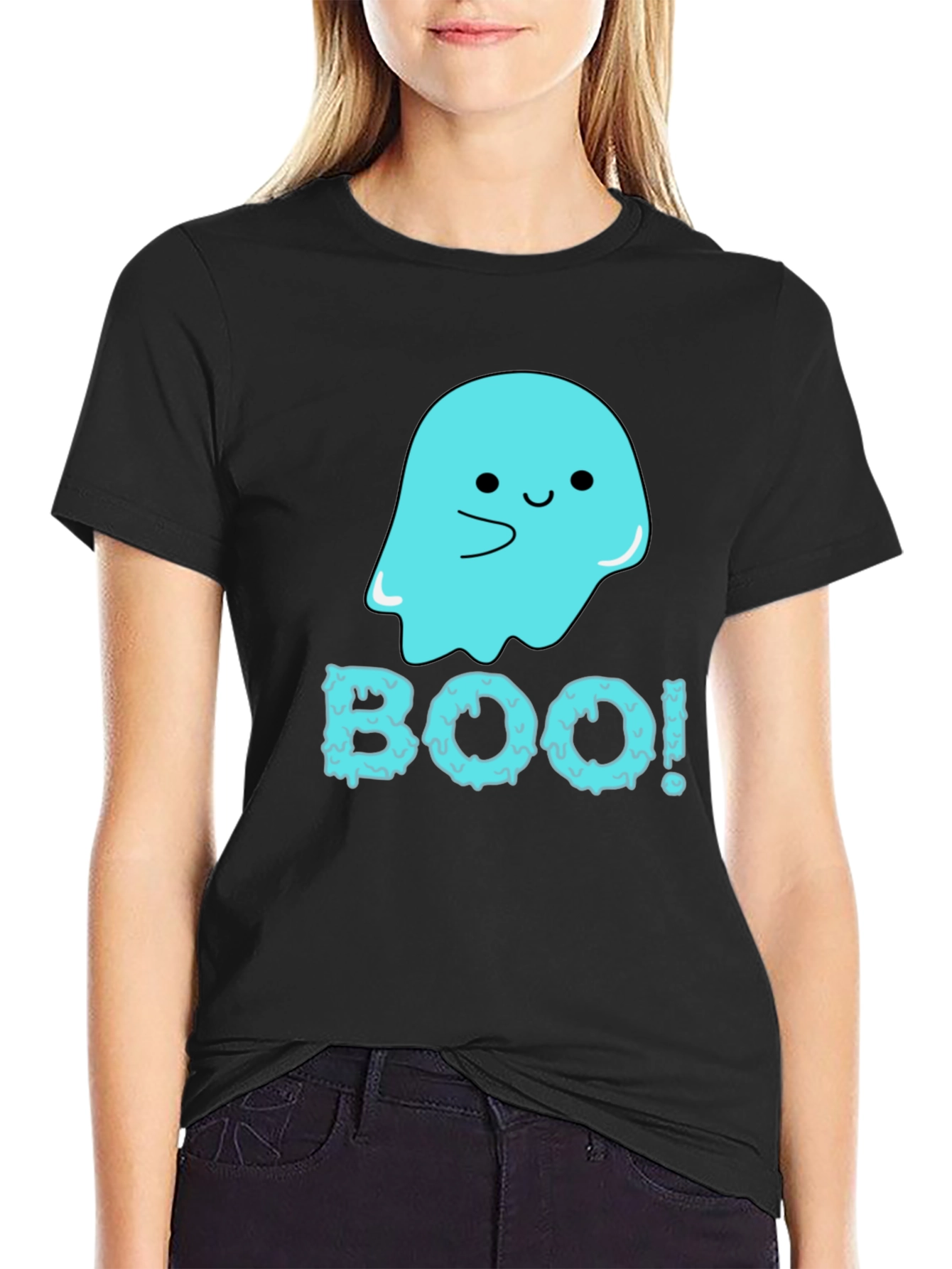 Boo! Cute Ghost Graphic Tee - Halloween