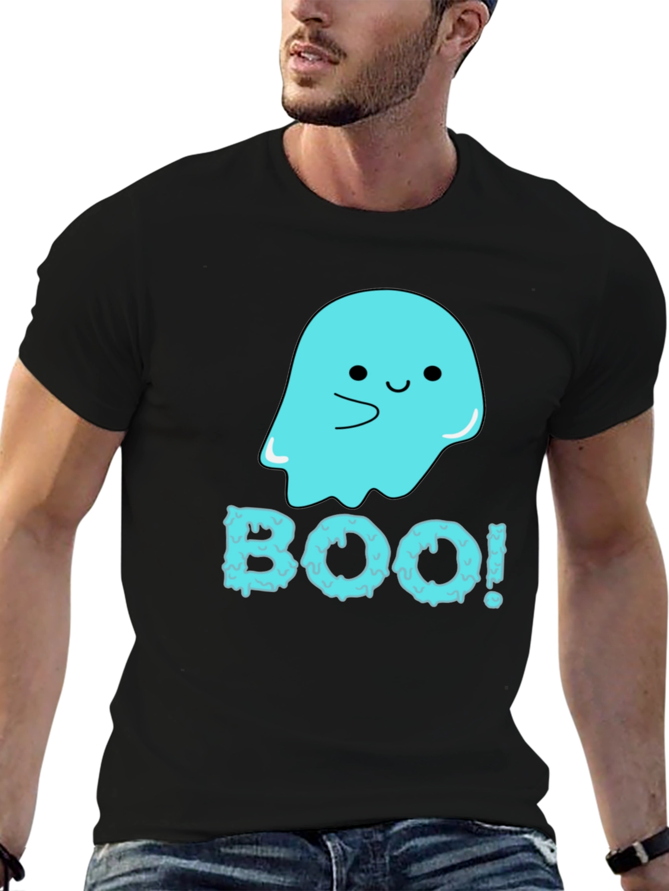 Boo! Cute Ghost Graphic Tee - Halloween