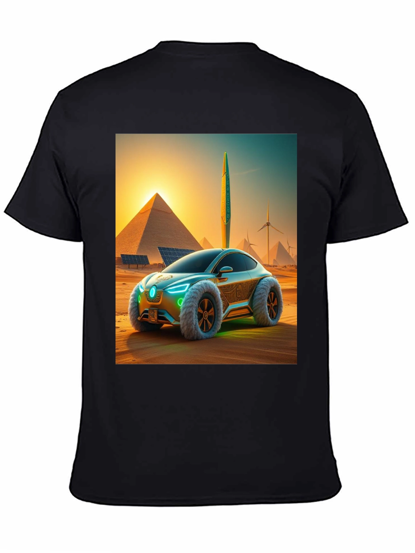 Futuristic Desert Car Graphic Tee - Black