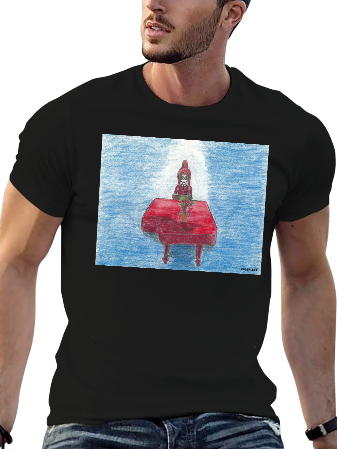 Red Piano T-Shirt - Quirky Music Lover Tee
