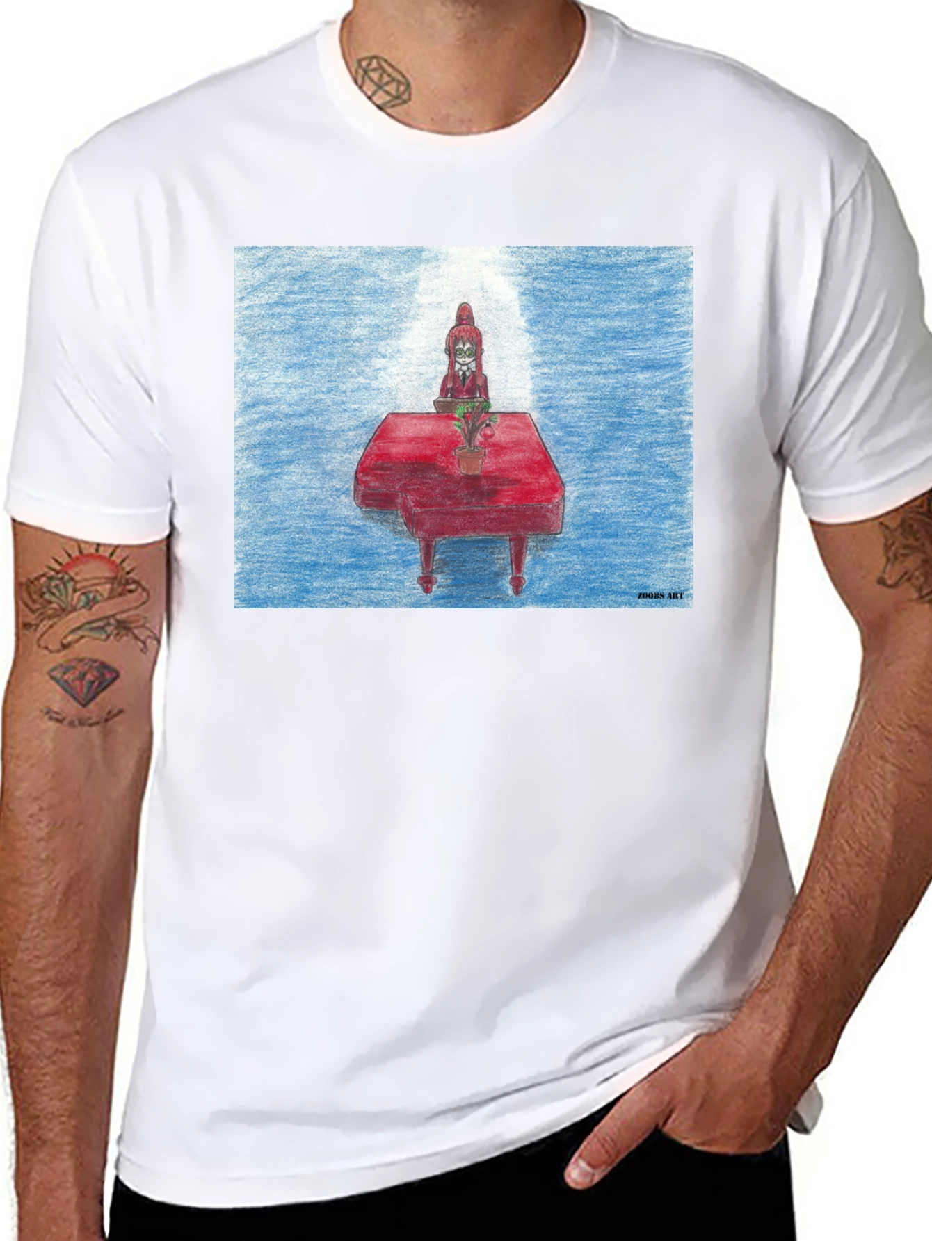 Red Piano T-Shirt - Quirky Music Lover Tee