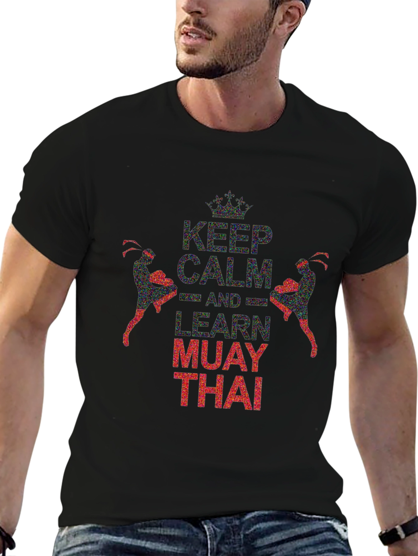 Keep Calm Learn Muay Thai Black Graphic Tee