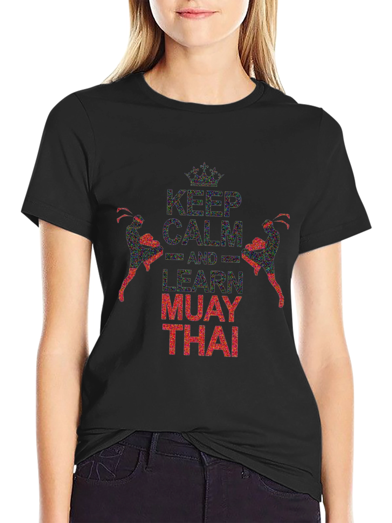 Keep Calm Learn Muay Thai Black Graphic Tee