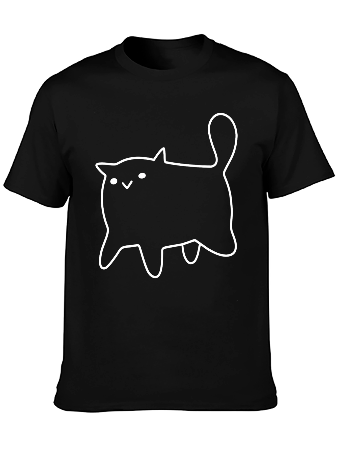 Cute Cartoon Cat Black T-Shirt
