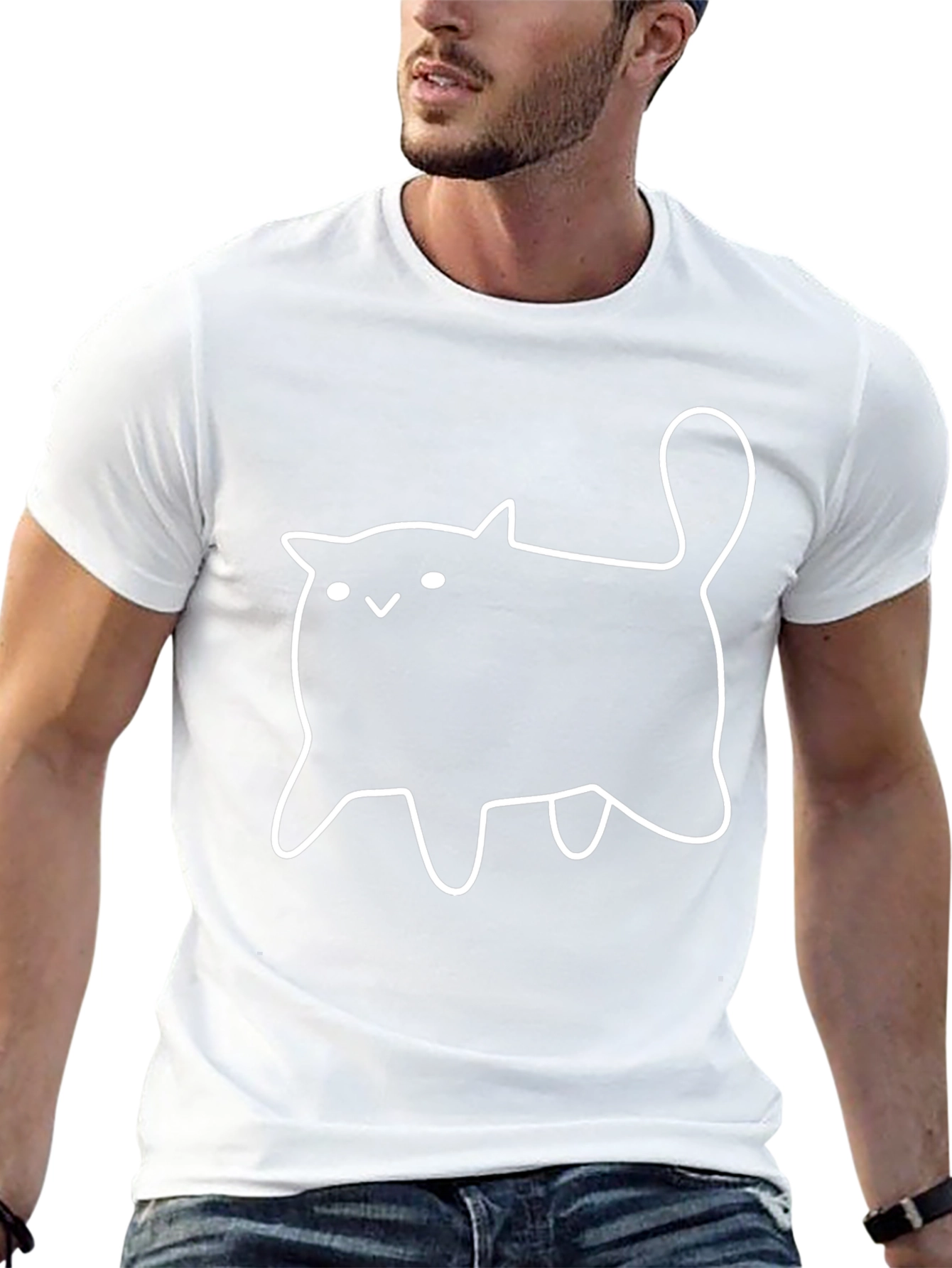 Cute Cartoon Cat Black T-Shirt