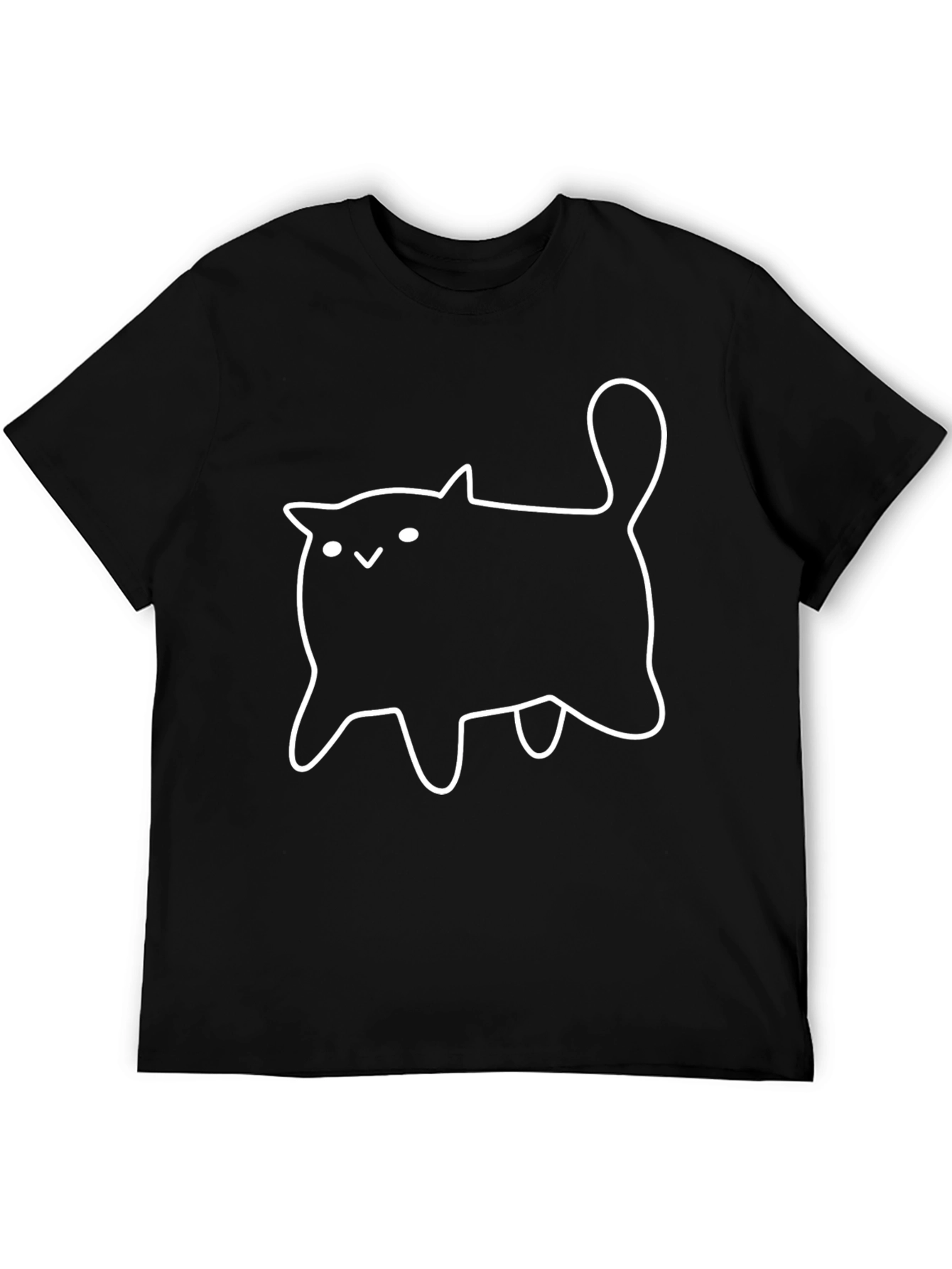 Cute Cartoon Cat Black T-Shirt