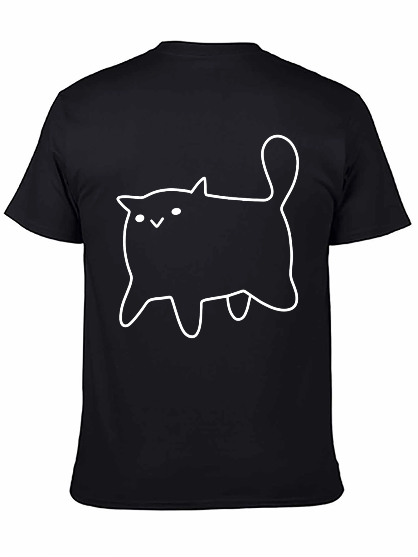Cute Cartoon Cat Black T-Shirt
