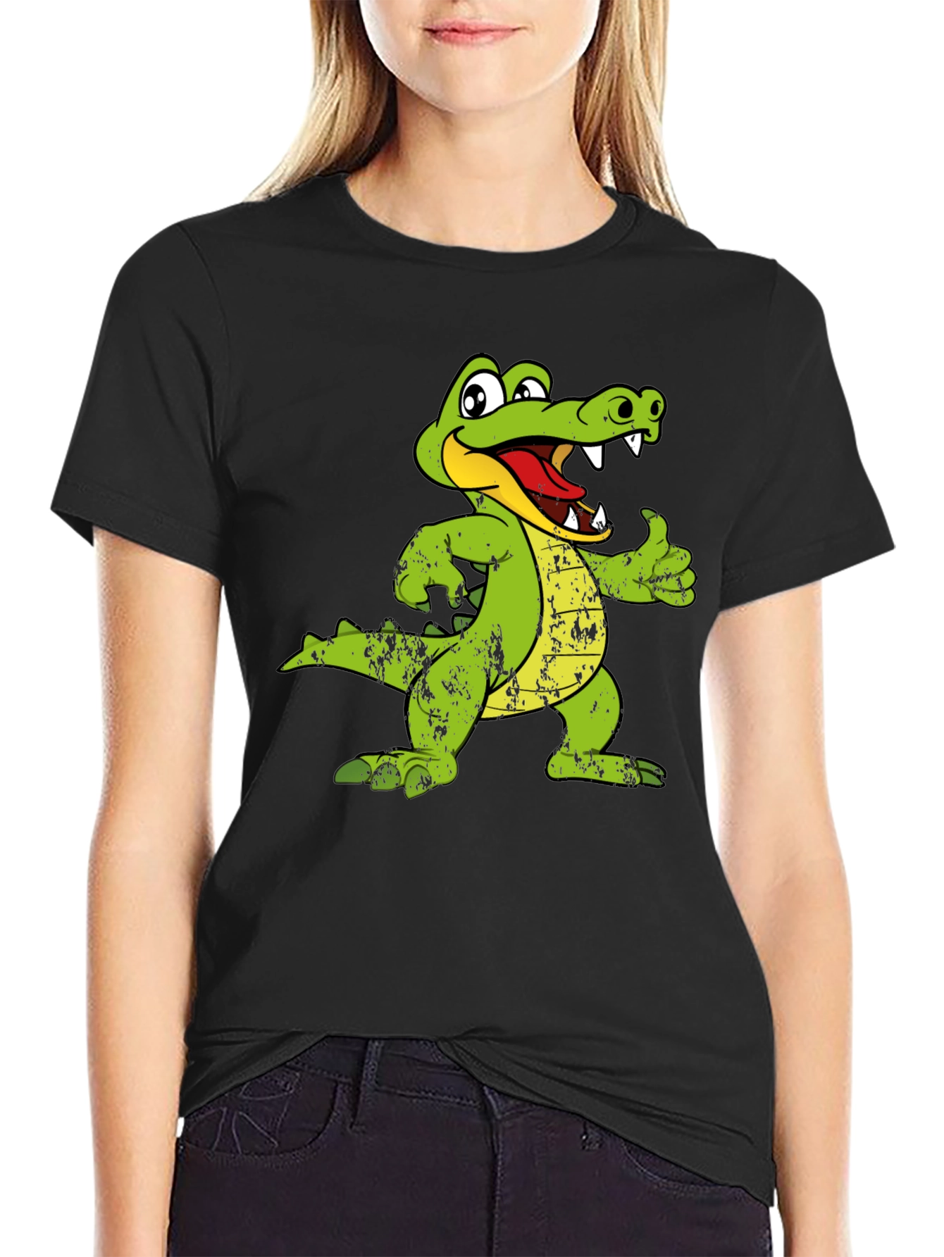 Cartoon Alligator Graphic Print T-Shirt