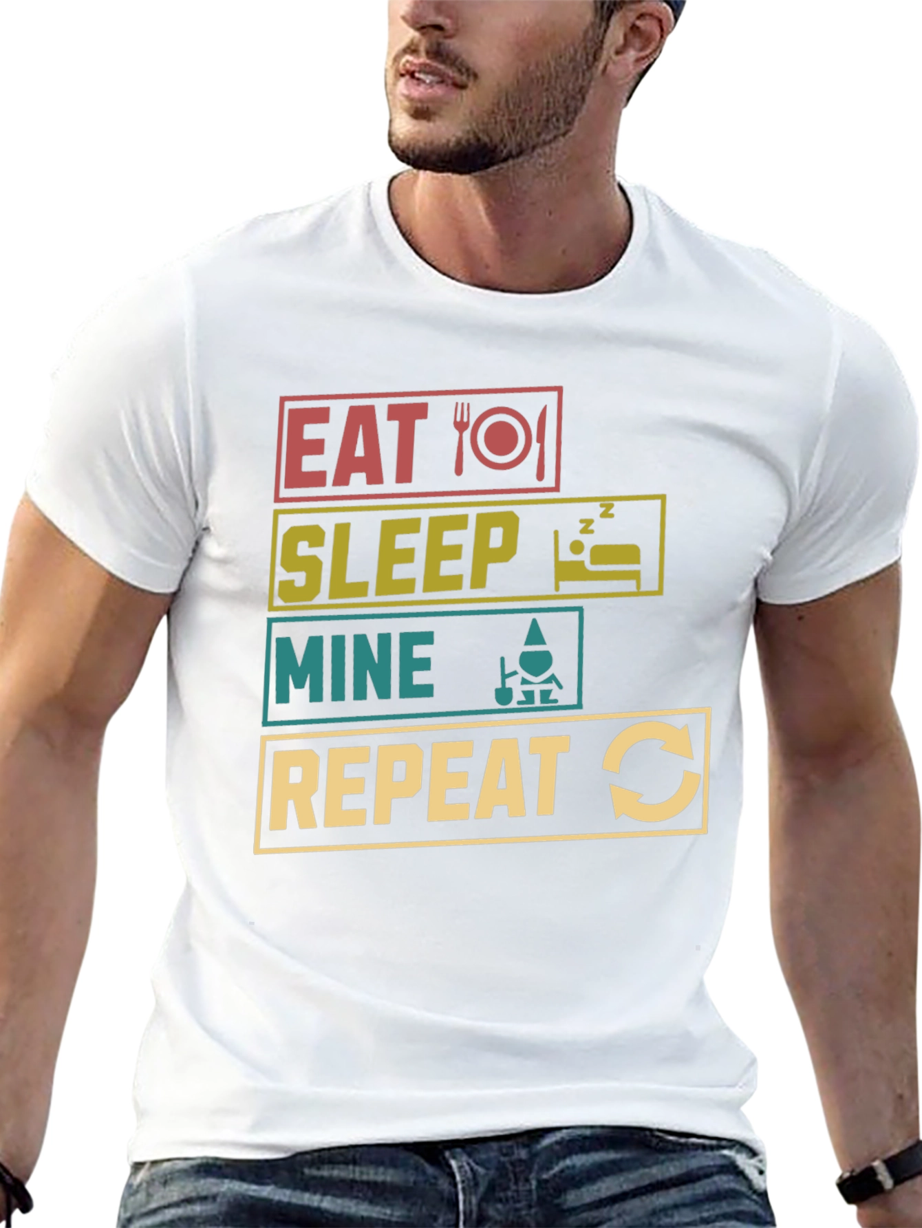 Eat Sleep Mine Repeat Black T-Shirt