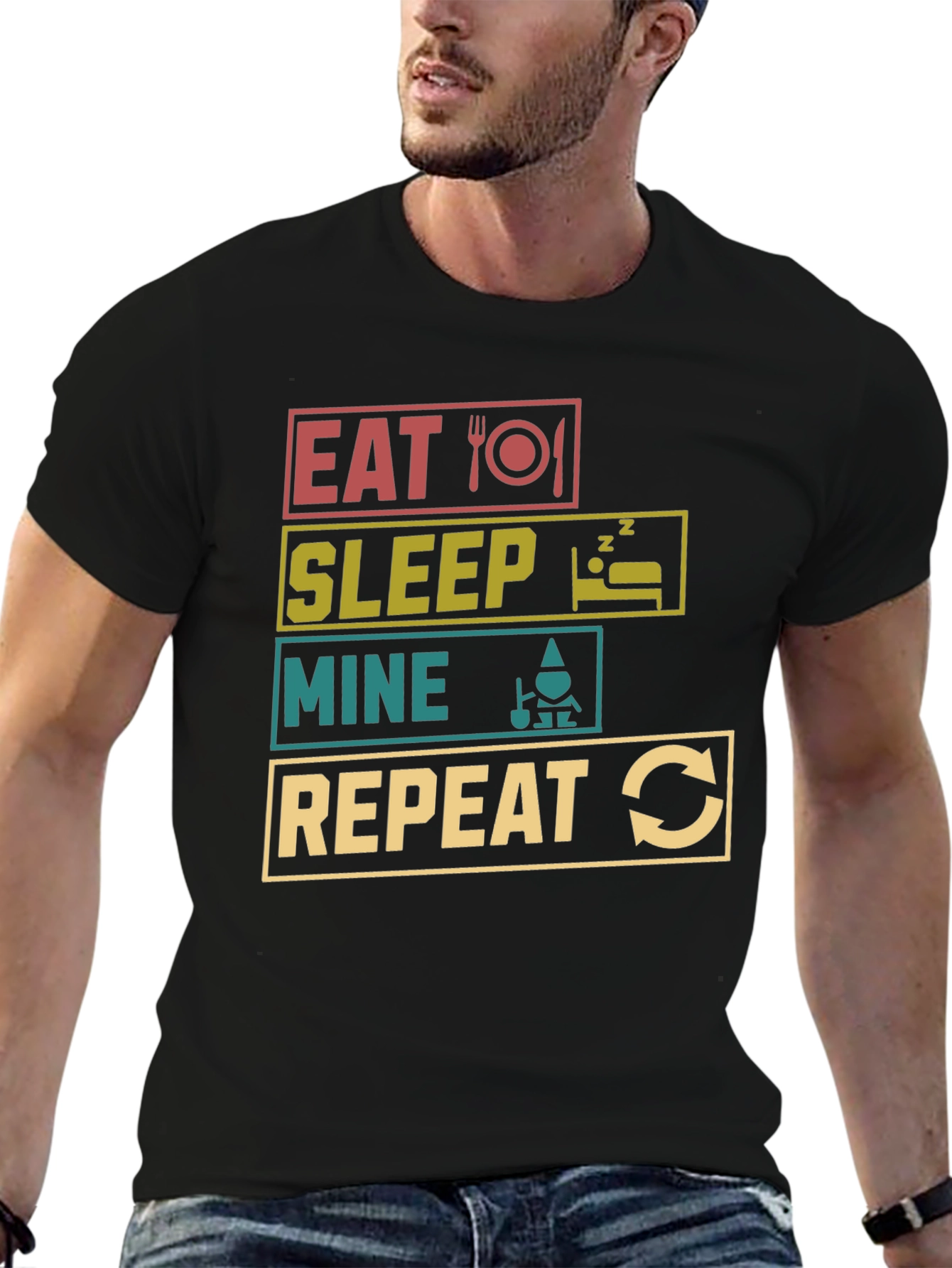 Eat Sleep Mine Repeat Black T-Shirt