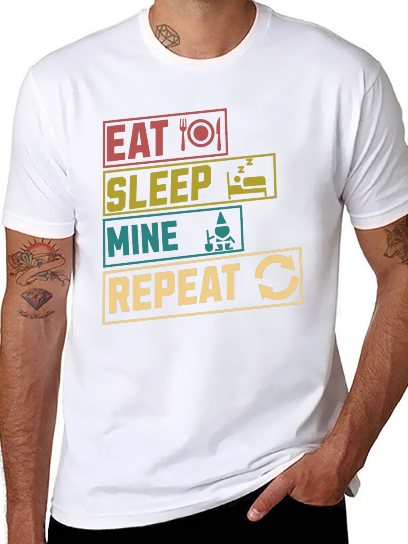 Eat Sleep Mine Repeat Black T-Shirt
