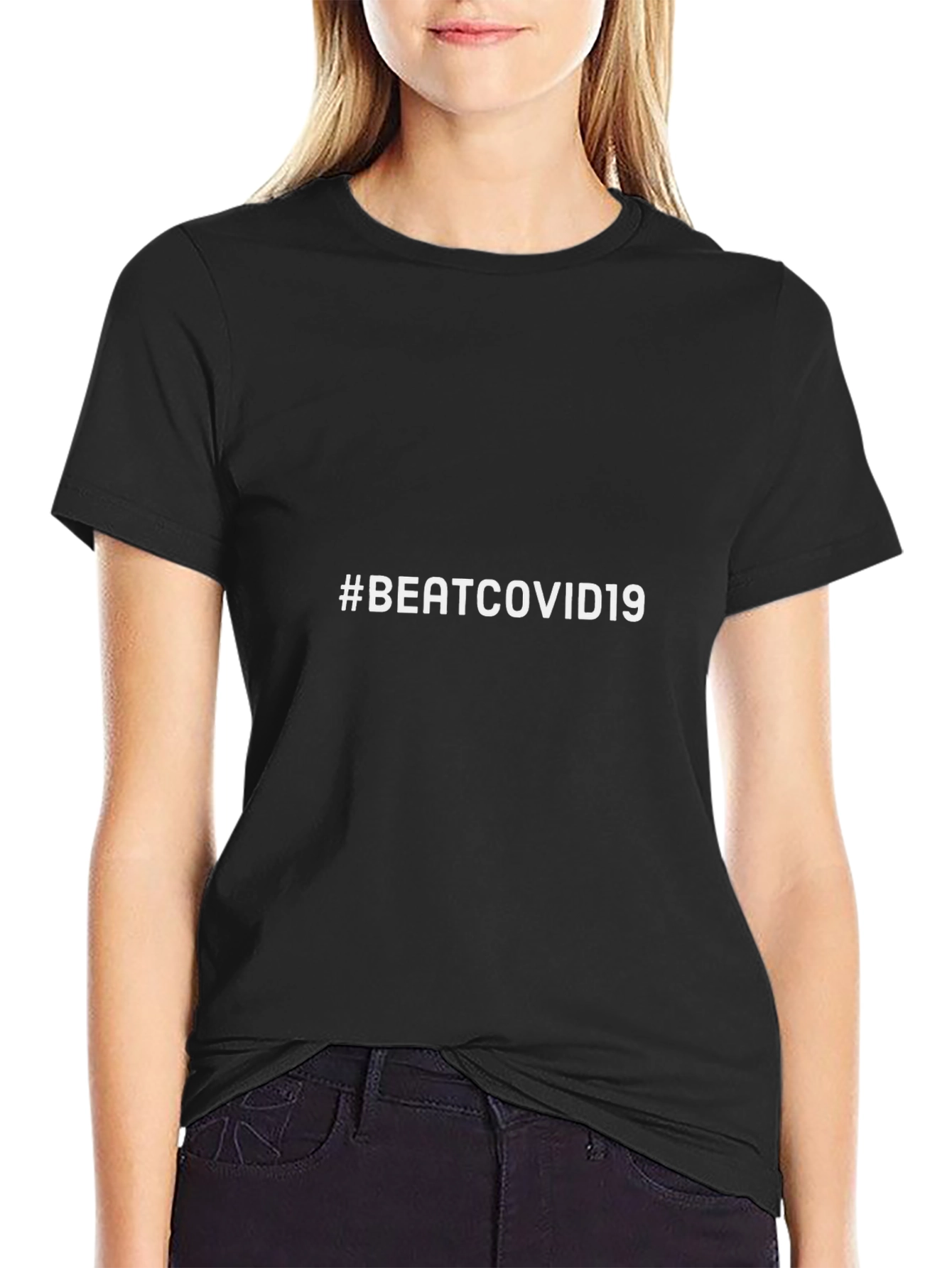 Beat COVID-19 Graphic Tee - Black Short Sleeve