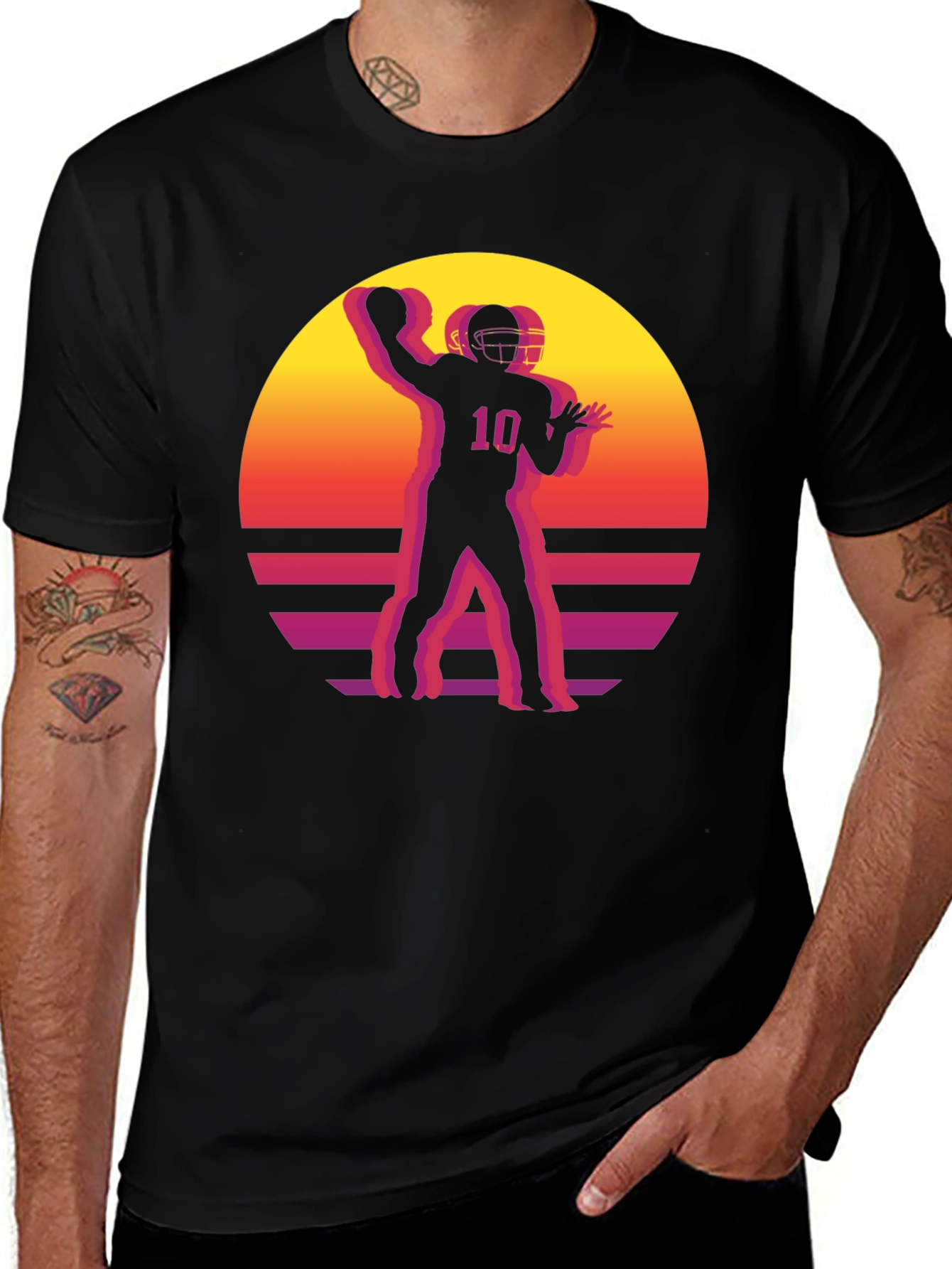Retro Football Player Graphic T-Shirt